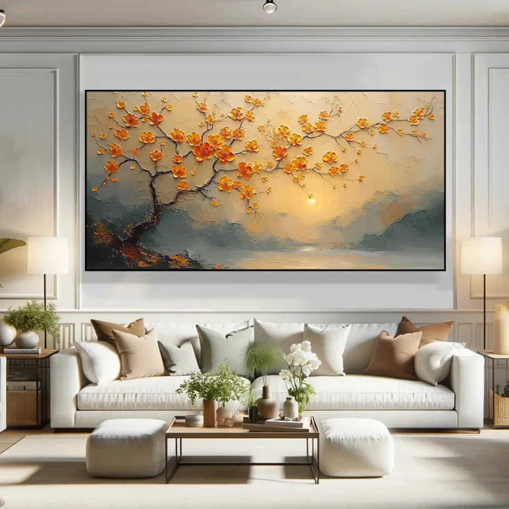 Abstract Flower And Tree Textured Canvas Art #MF049