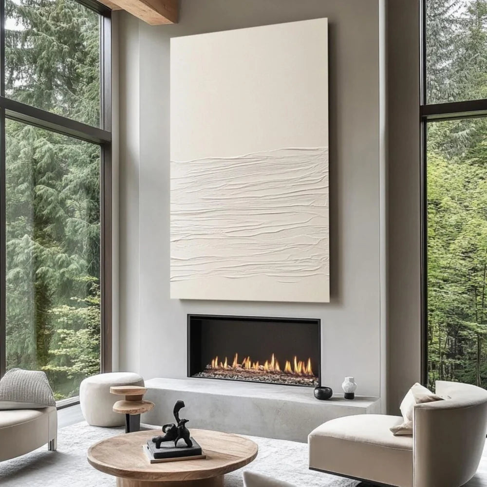 White Minimalist Textured Wall Art #WM055