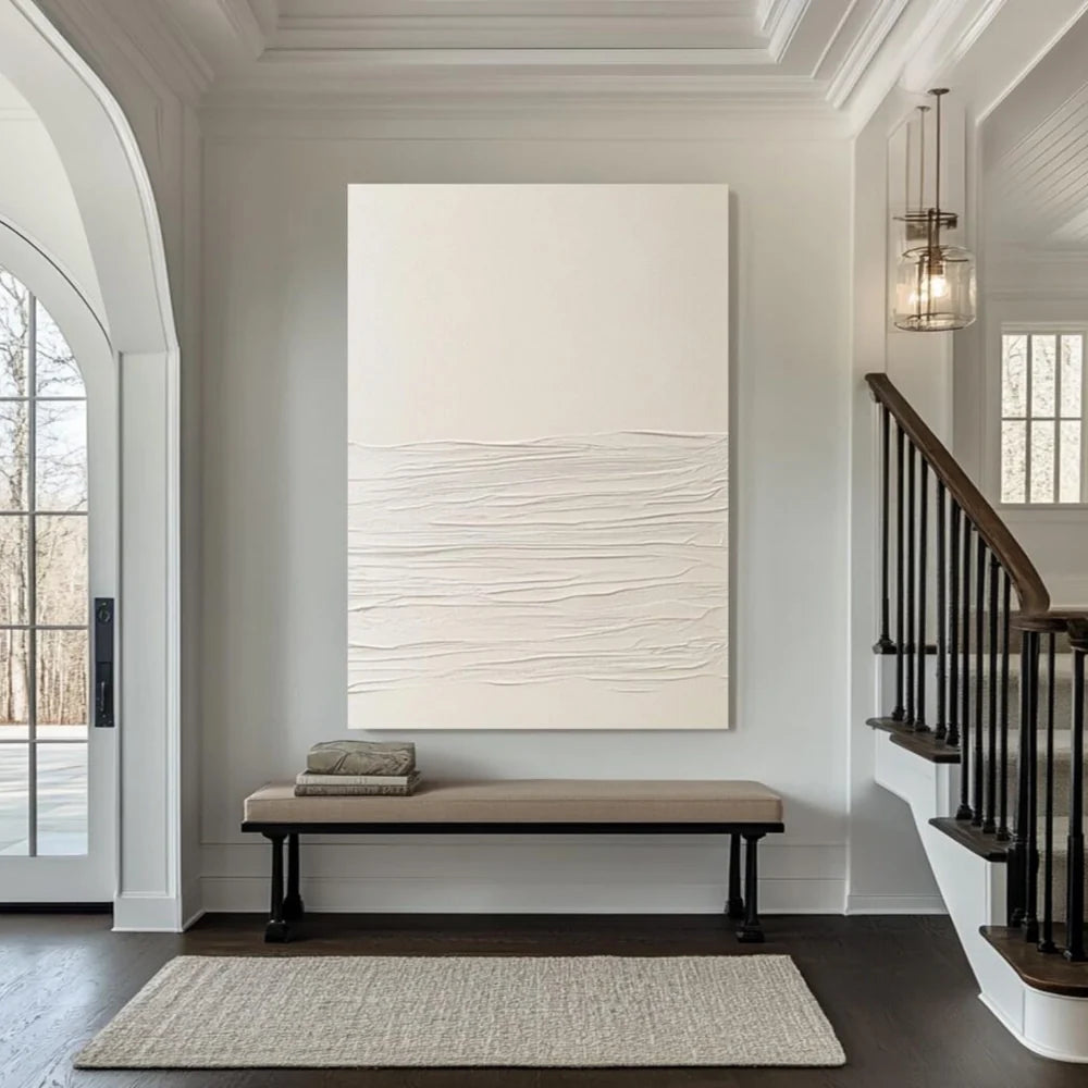 White Minimalist Textured Wall Art #WM055