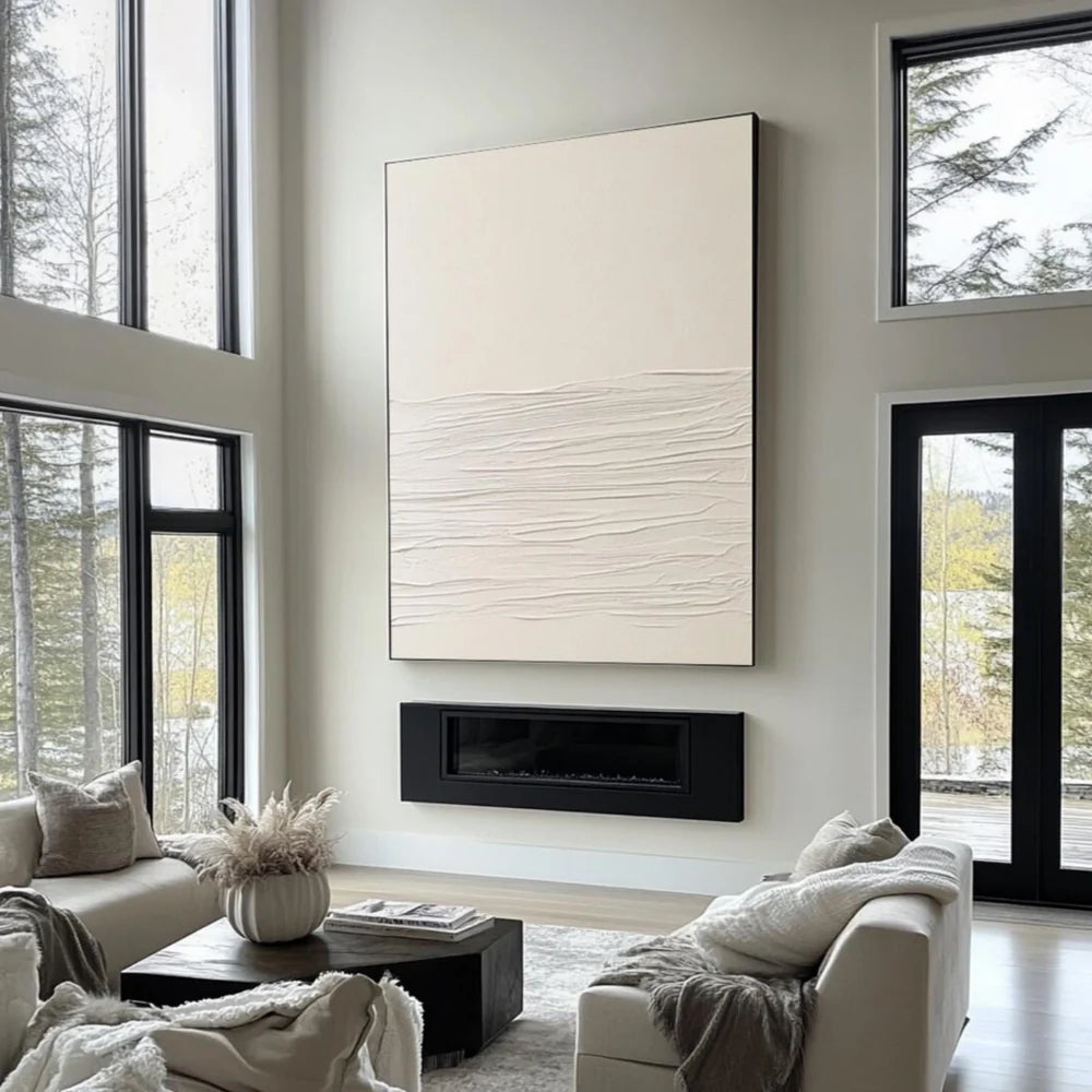 White Minimalist Textured Wall Art #WM055