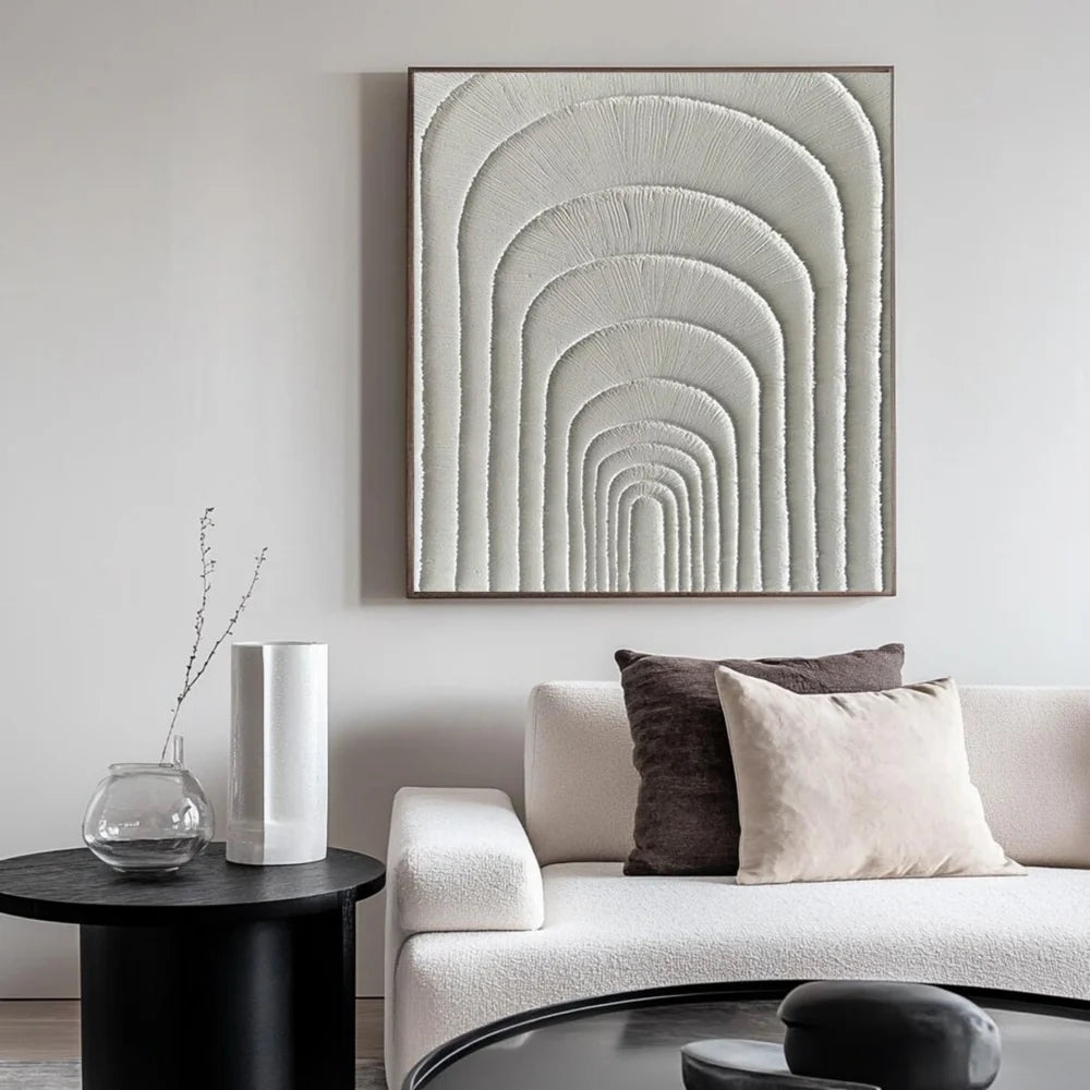 White Minimalist Textured Wall Art #WM056