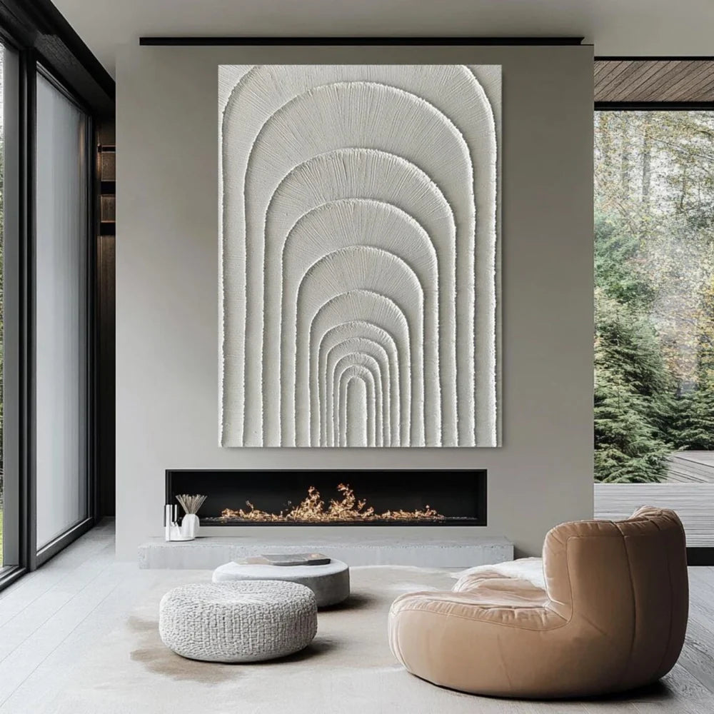 White Minimalist Textured Wall Art #WM056