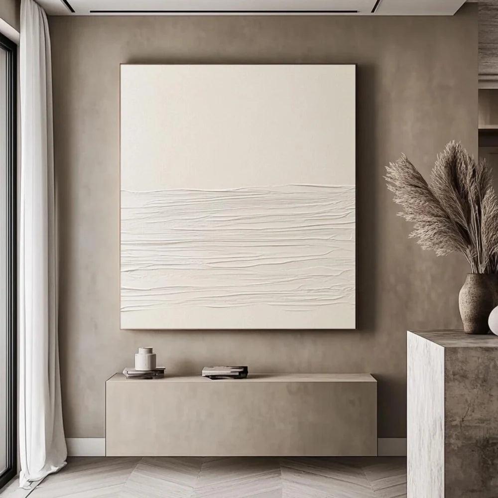 White Minimalist Textured Wall Art #WM055