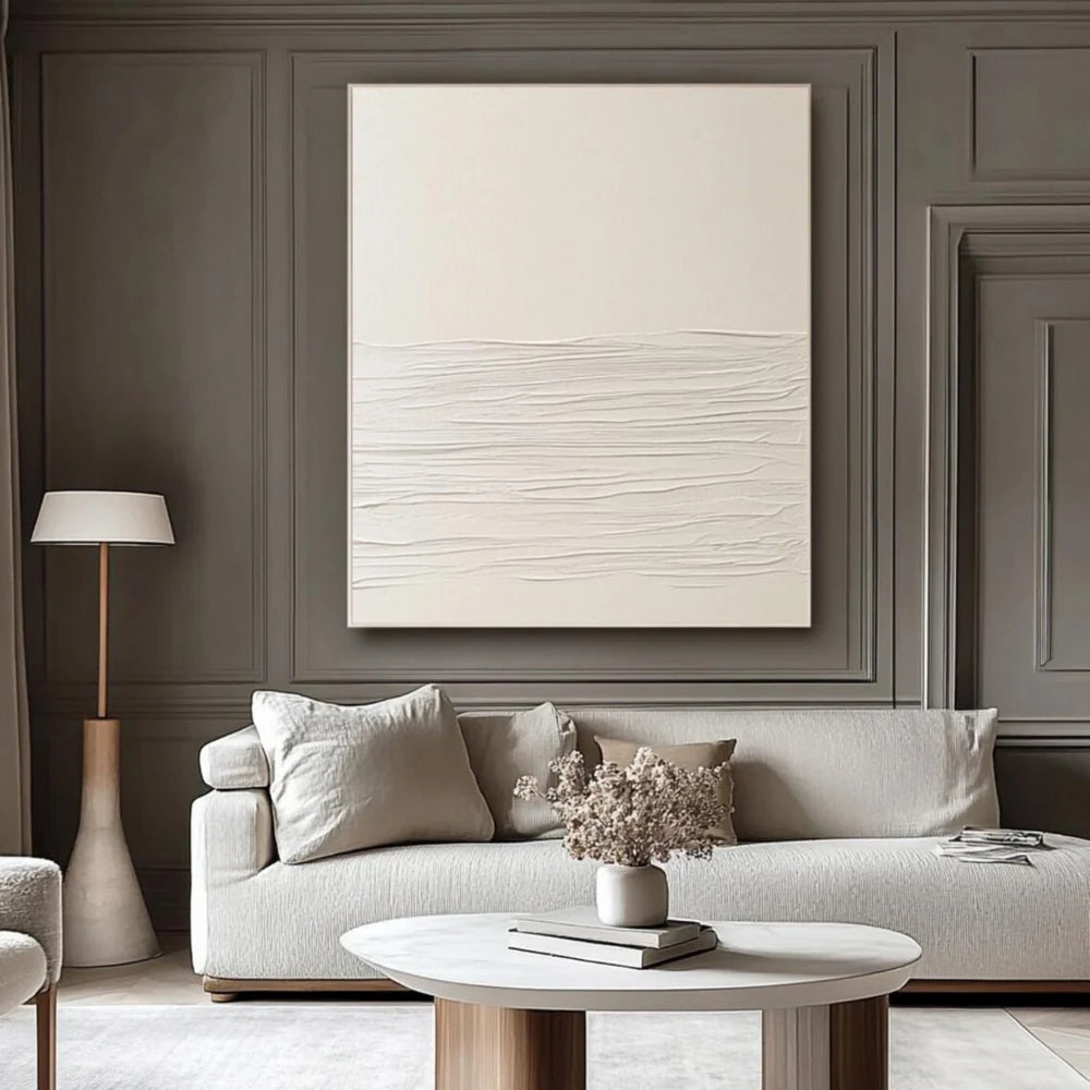 White Minimalist Textured Wall Art #WM055