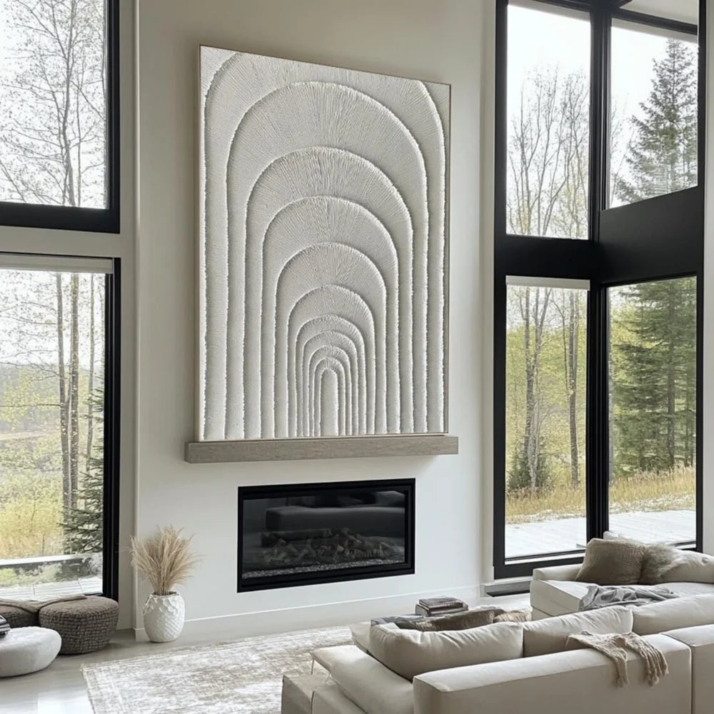 White Minimalist Textured Wall Art #WM056