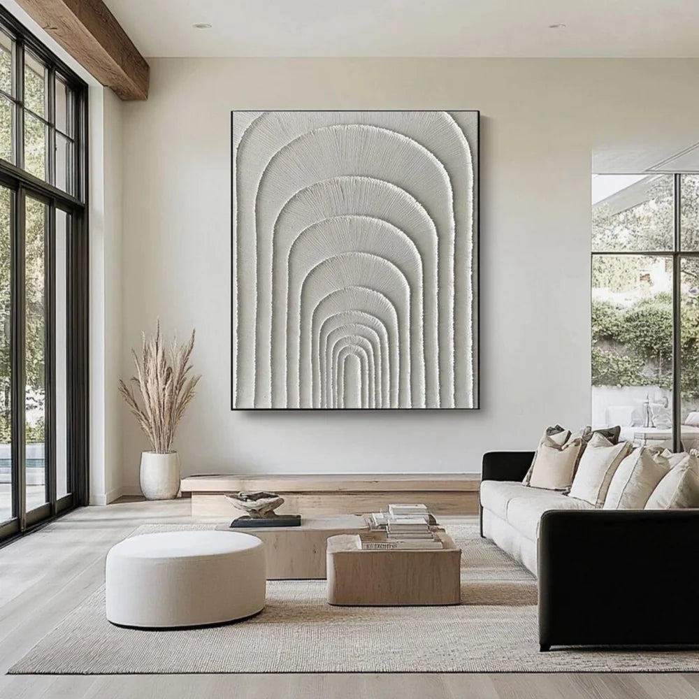 White Minimalist Textured Wall Art #WM056