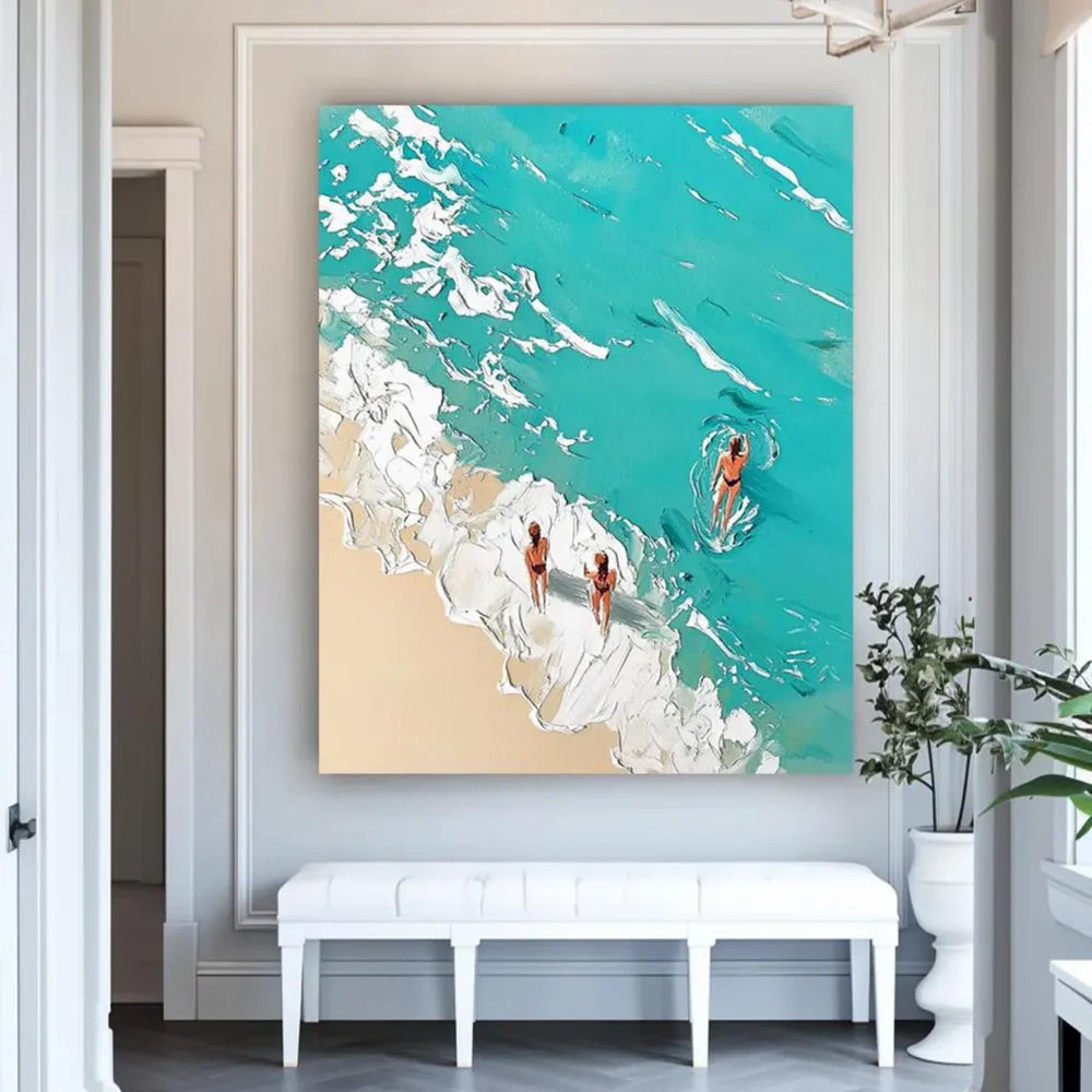 Swimming Sport Textured Canvas Painting #PB022