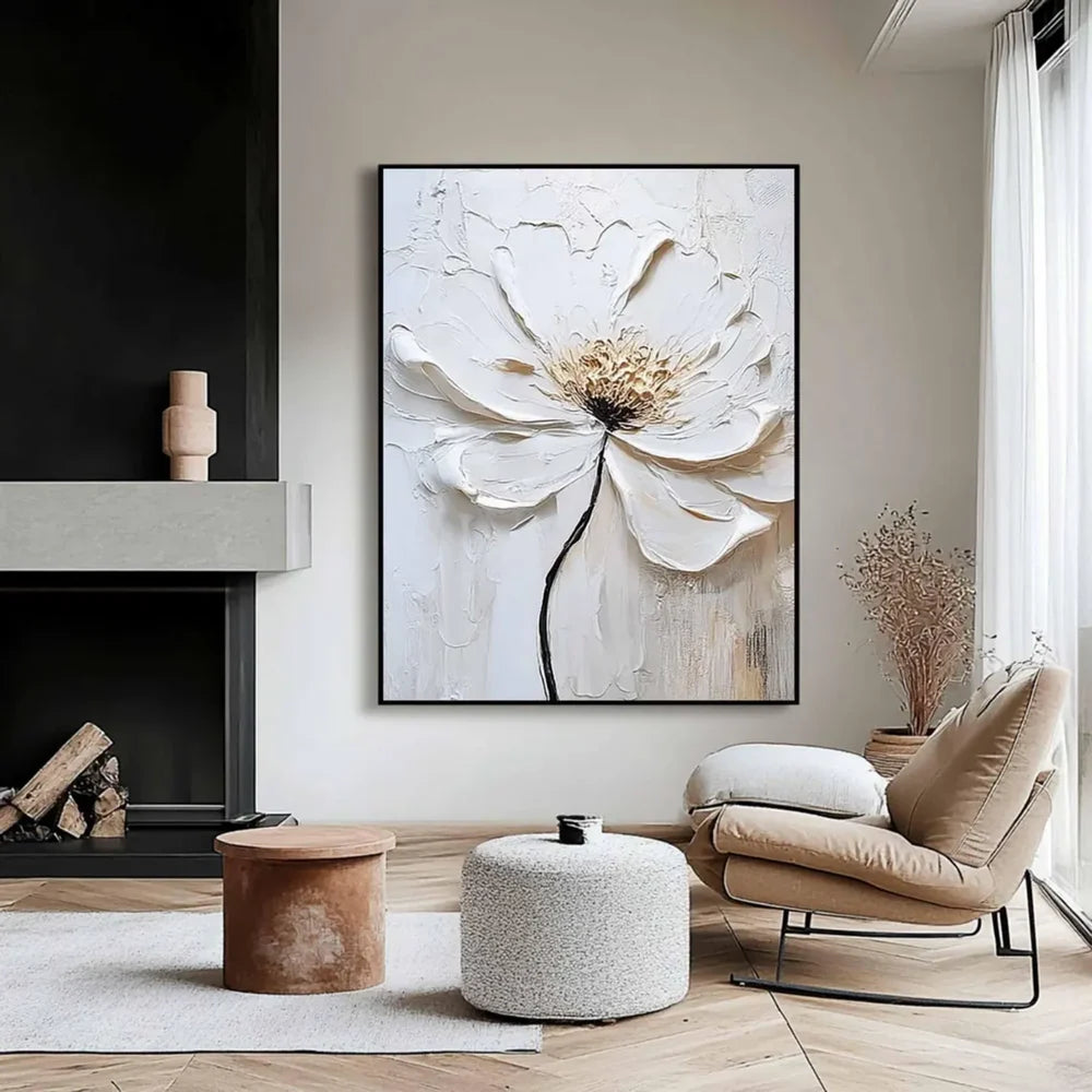 Minimalist Flower And Tree Textured Canvas Art #MF024