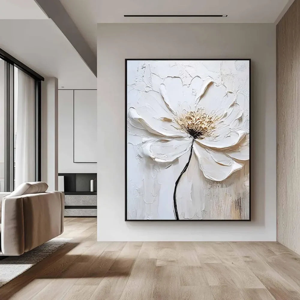 Minimalist Flower And Tree Textured Canvas Art #MF024