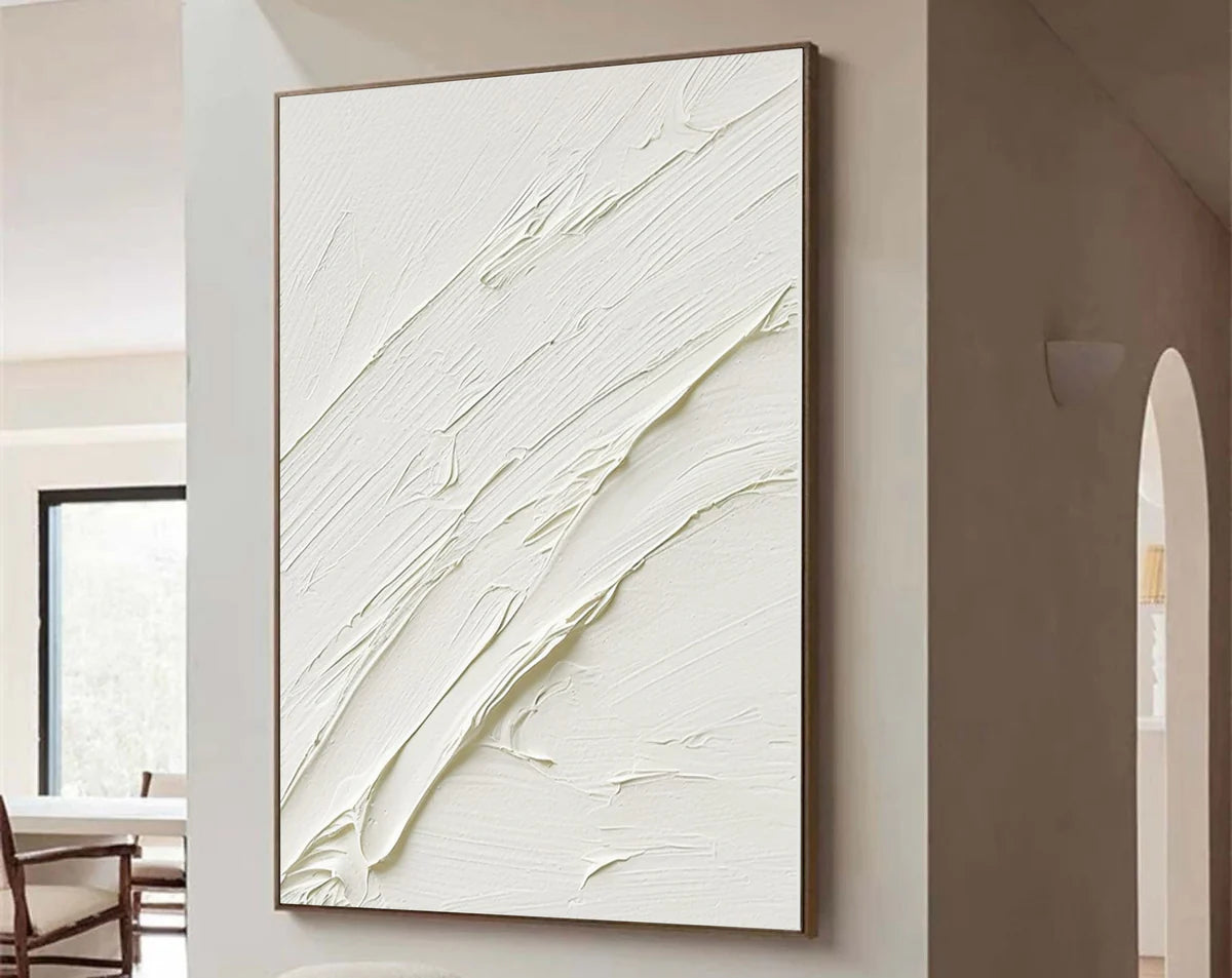 White Minimalist Textured Wall Art #WM048