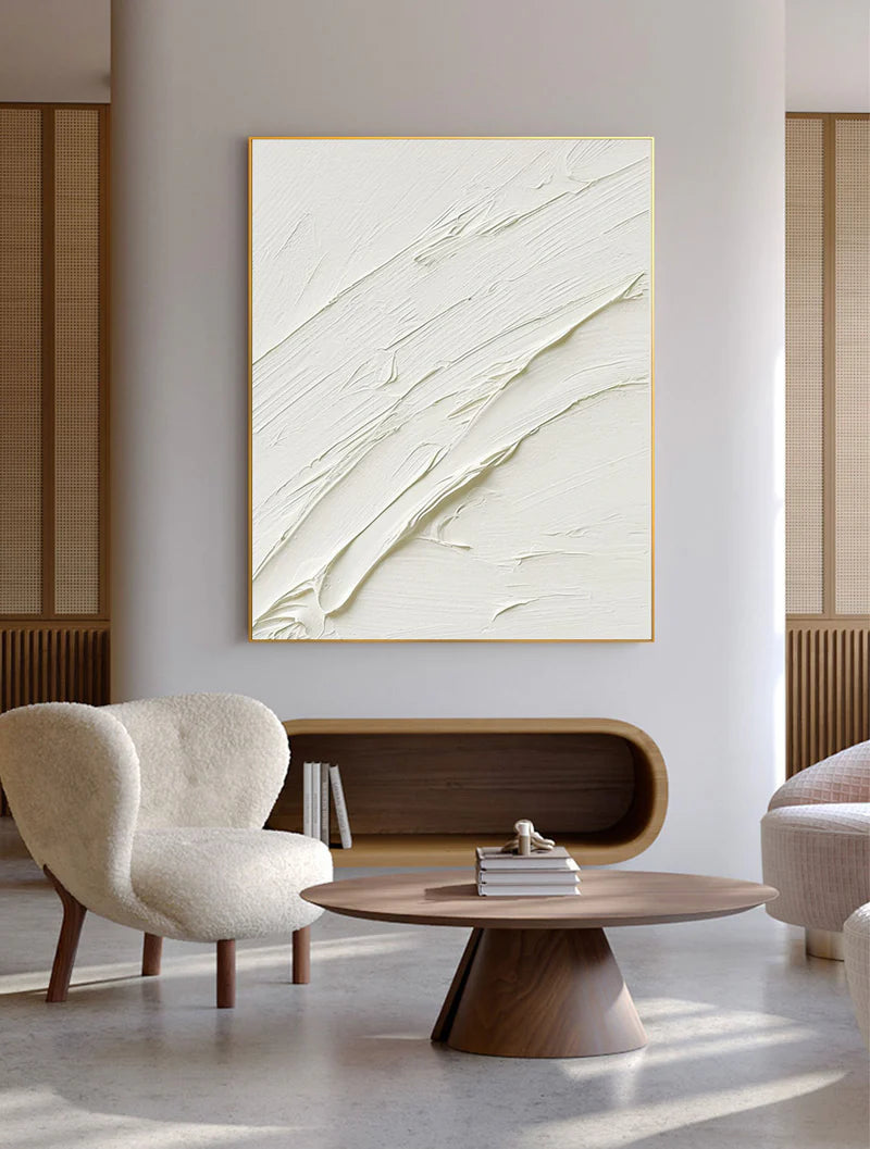 White Minimalist Textured Wall Art #WM048