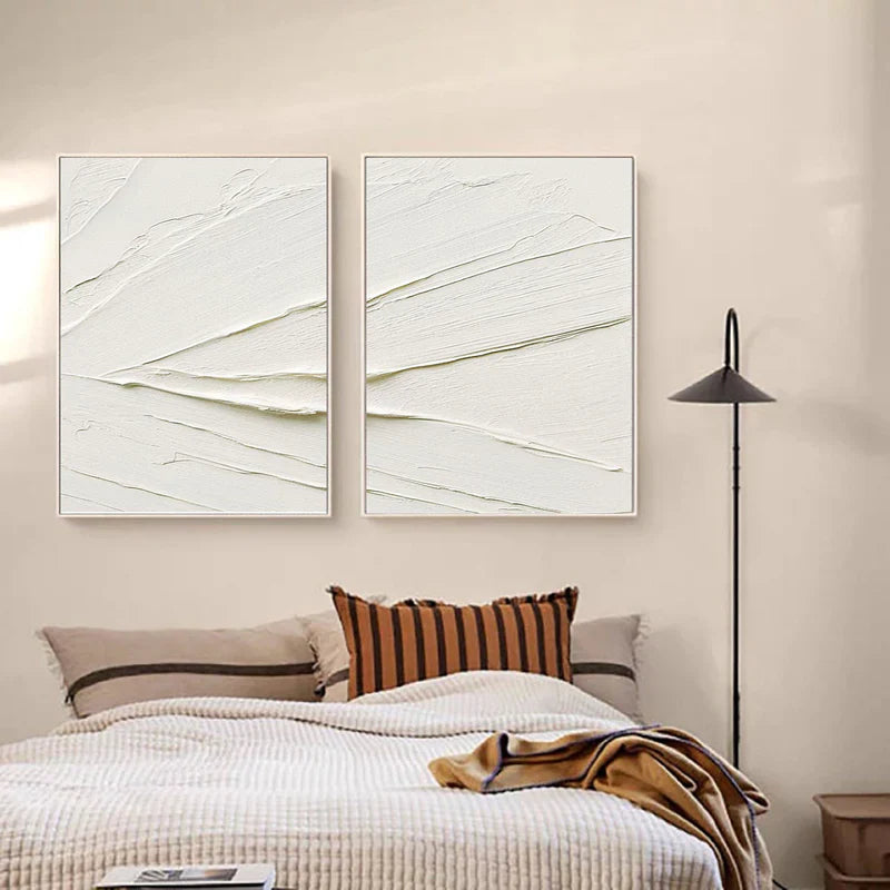 White Minimalist Textured Wall Art Set of 2 #WM032