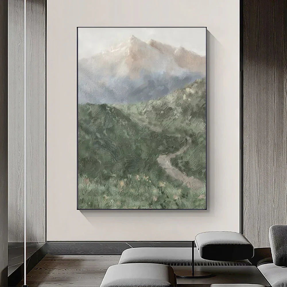 Green Abstract Mountain Canvas Art #BT019