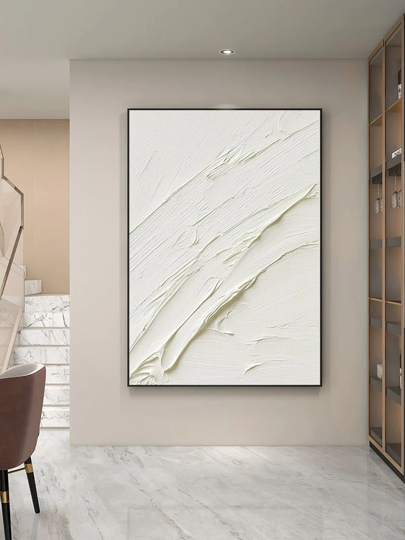White Minimalist Textured Wall Art #WM048
