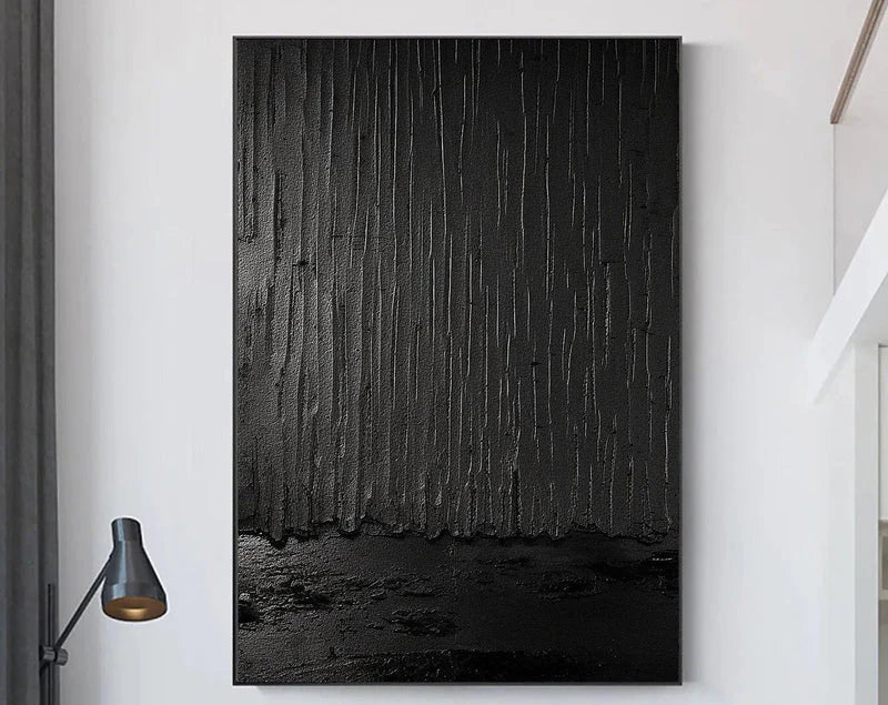 Black Minimalist Textured Canvas Art #WZ034