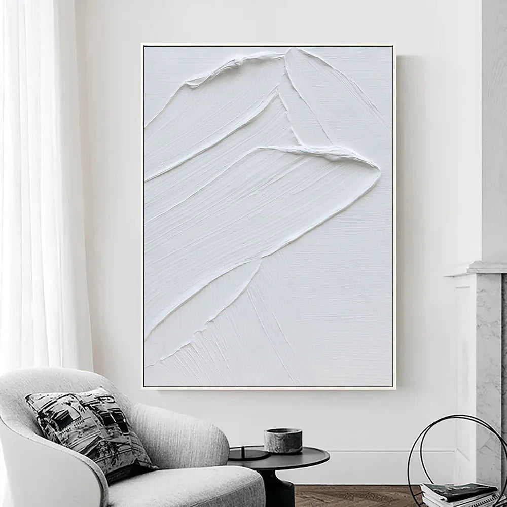 White Minimalist Textured Wall Art #WM025