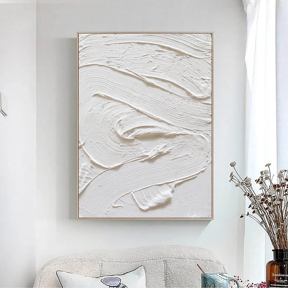White Minimalist Textured Wall Art #WM026