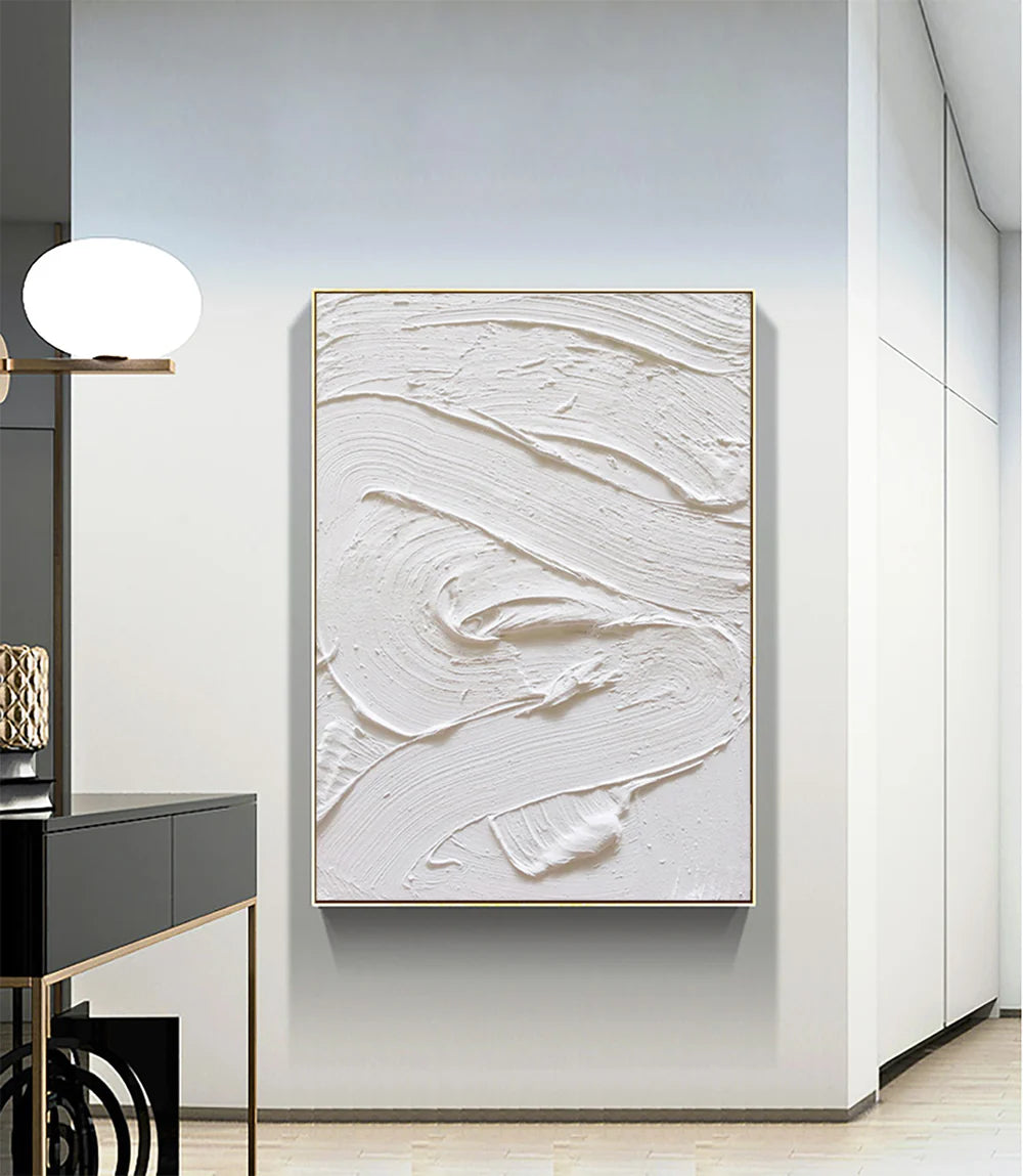 White Minimalist Textured Wall Art #WM026