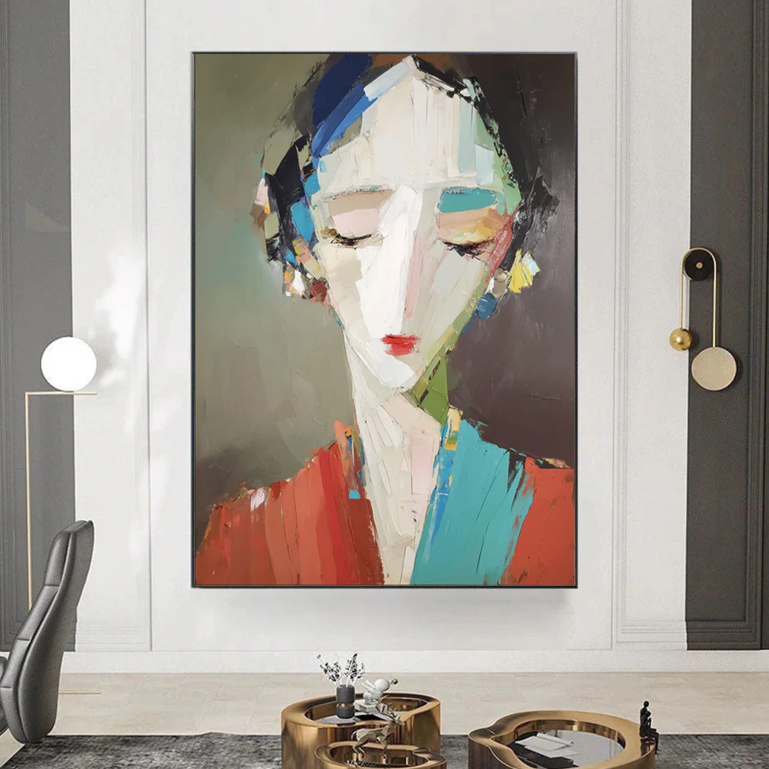 Abstract Portrait Textured Wall Art # LA059