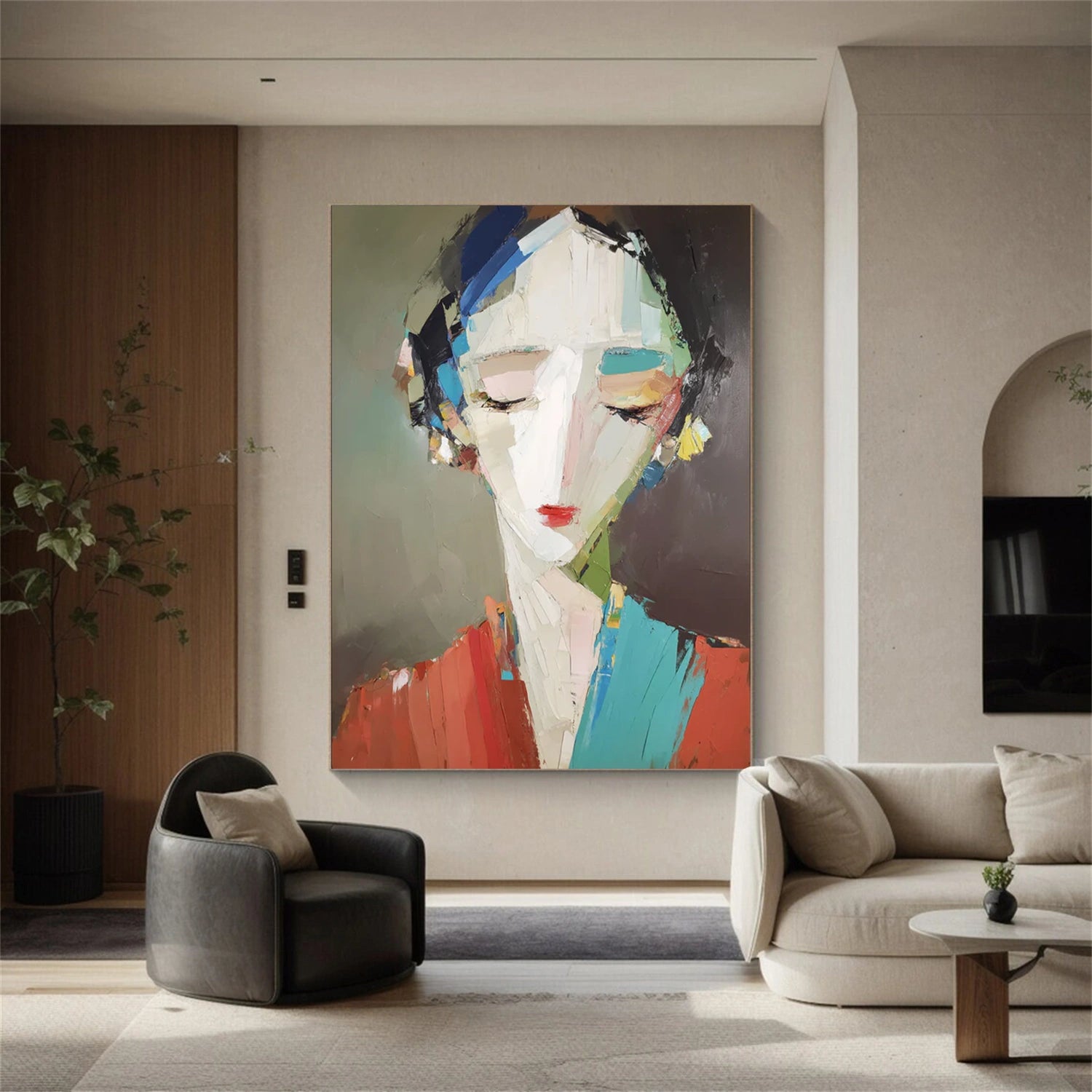 Abstract Portrait Textured Wall Art # LA059