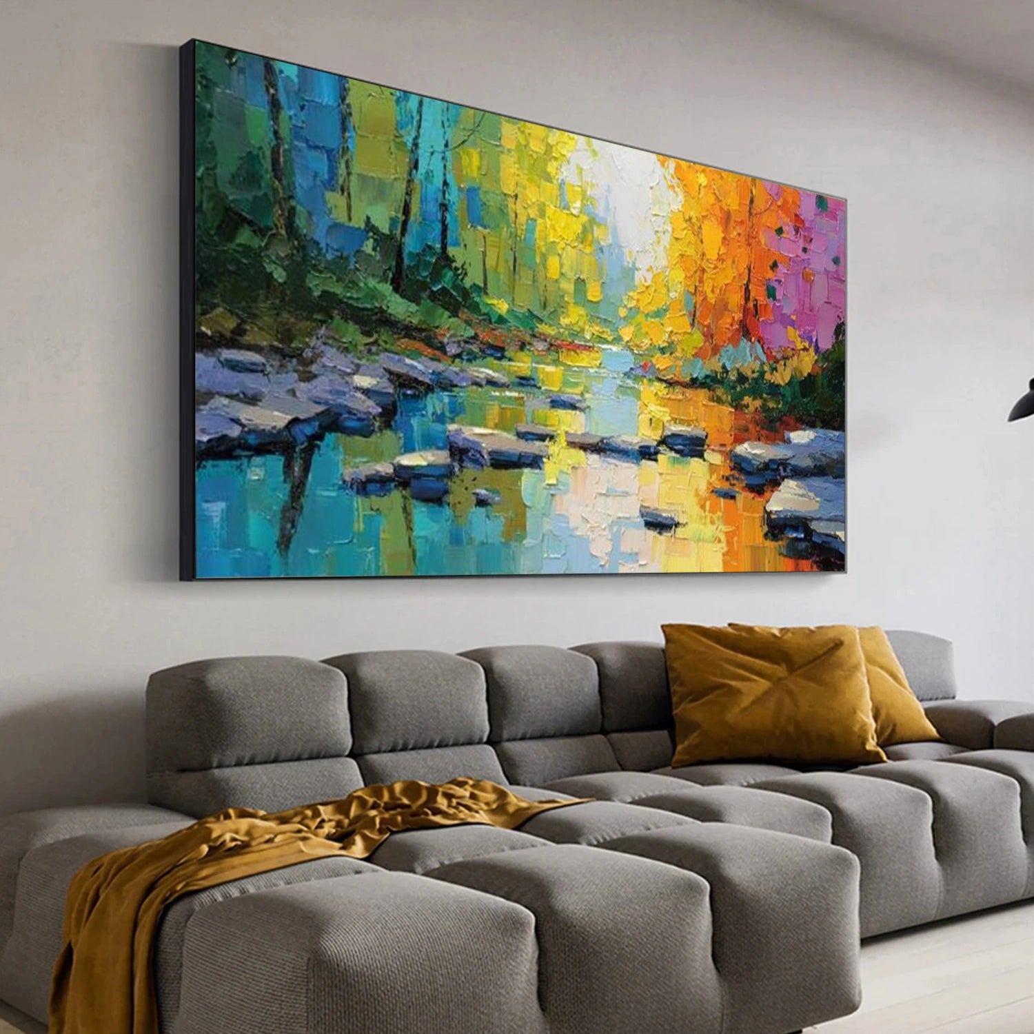 Colorful Abstract Flower And Tree Textured Canvas Art  #MF144