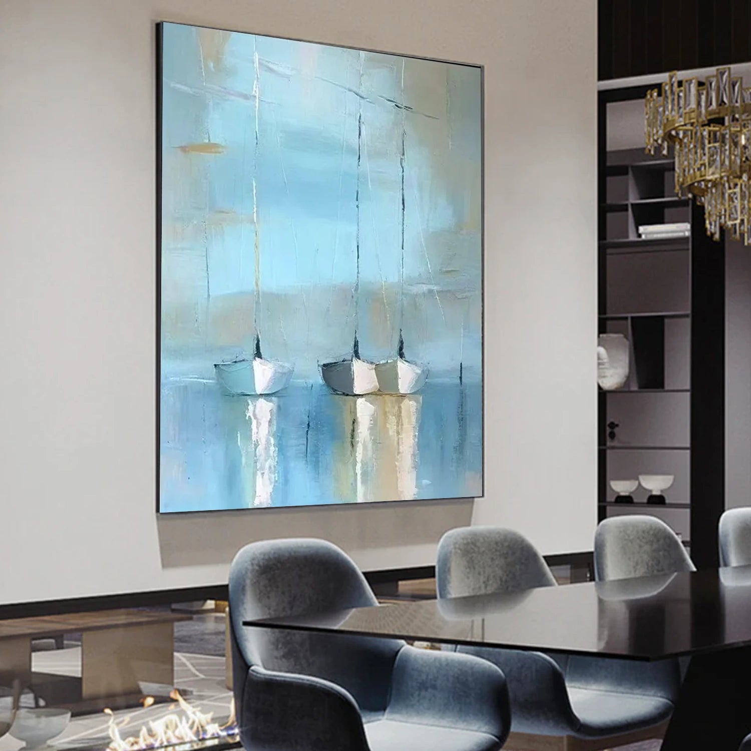 Abstract Ocean And Sky Canvas Art #OC121