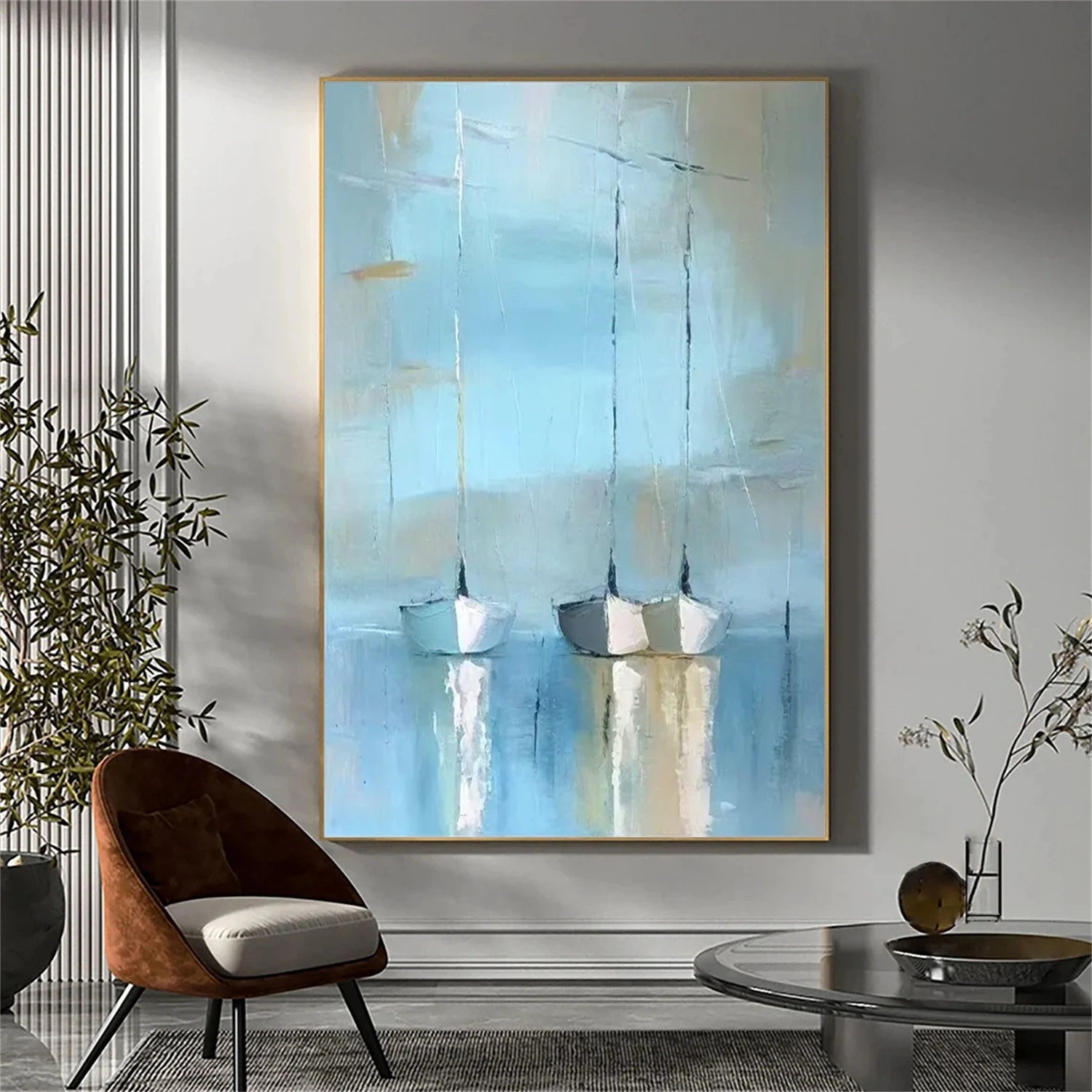 Abstract Ocean And Sky Canvas Art #OC121
