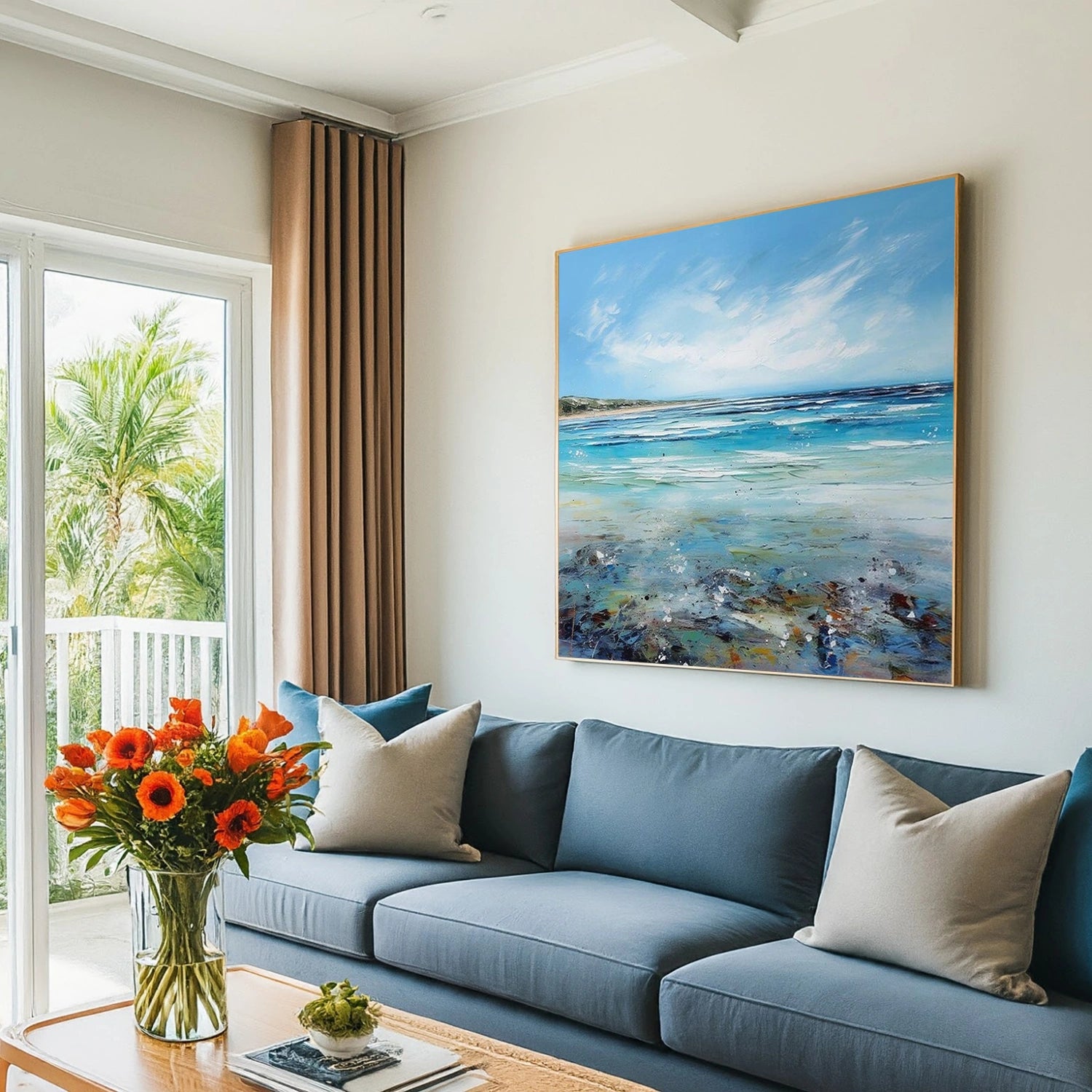 Abstract Ocean And Sky Canvas Art #OC116