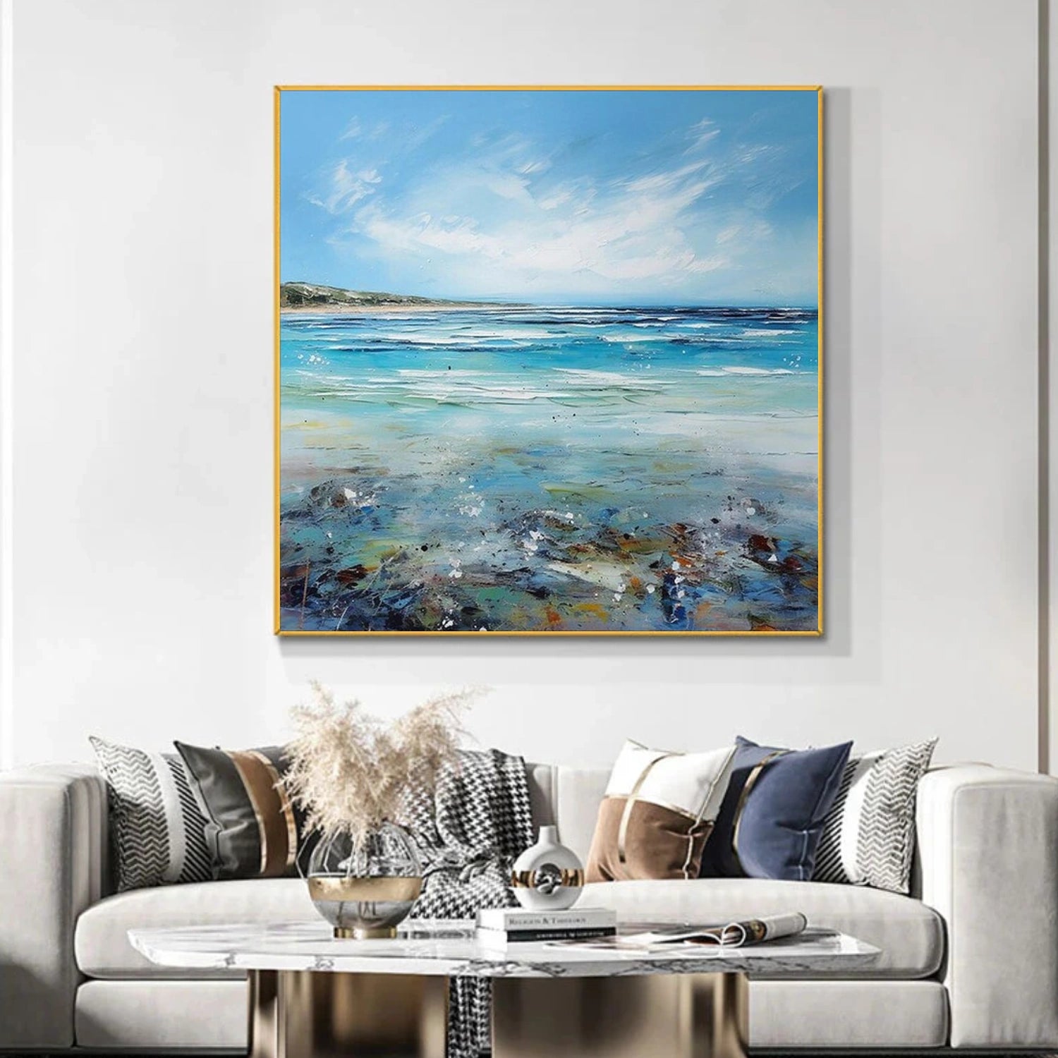 Abstract Ocean And Sky Canvas Art #OC116