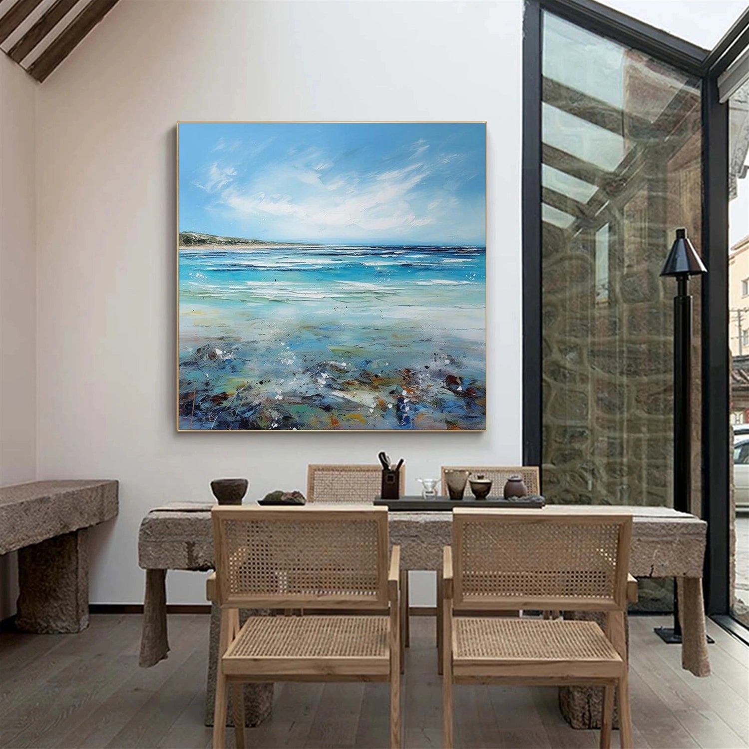 Abstract Ocean And Sky Canvas Art #OC116