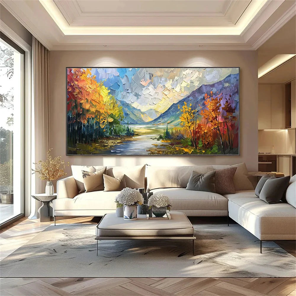 Colorful Abstract Flower And Tree Textured Canvas Art #MF063