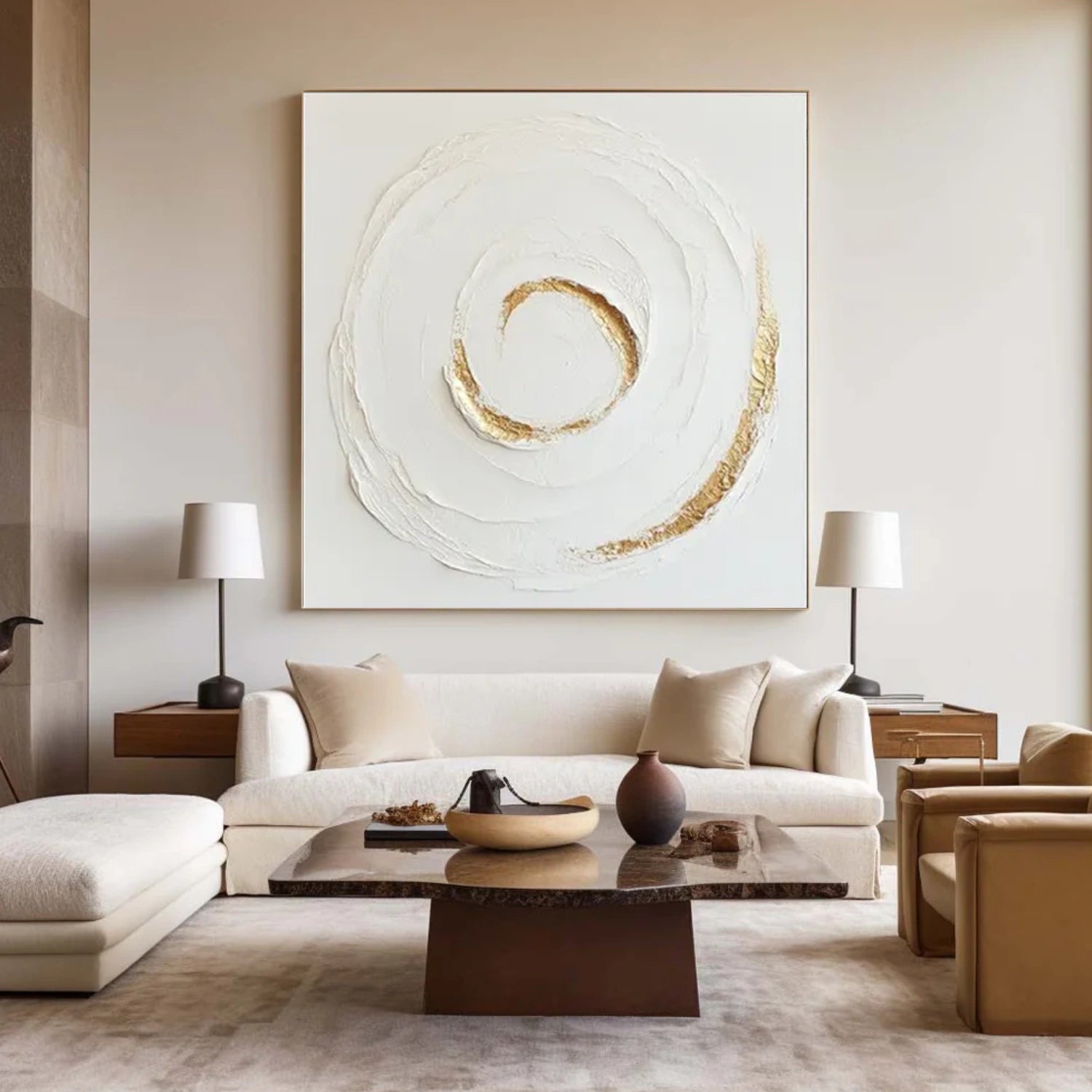 White Minimalist Textured Canvas Art #WM100