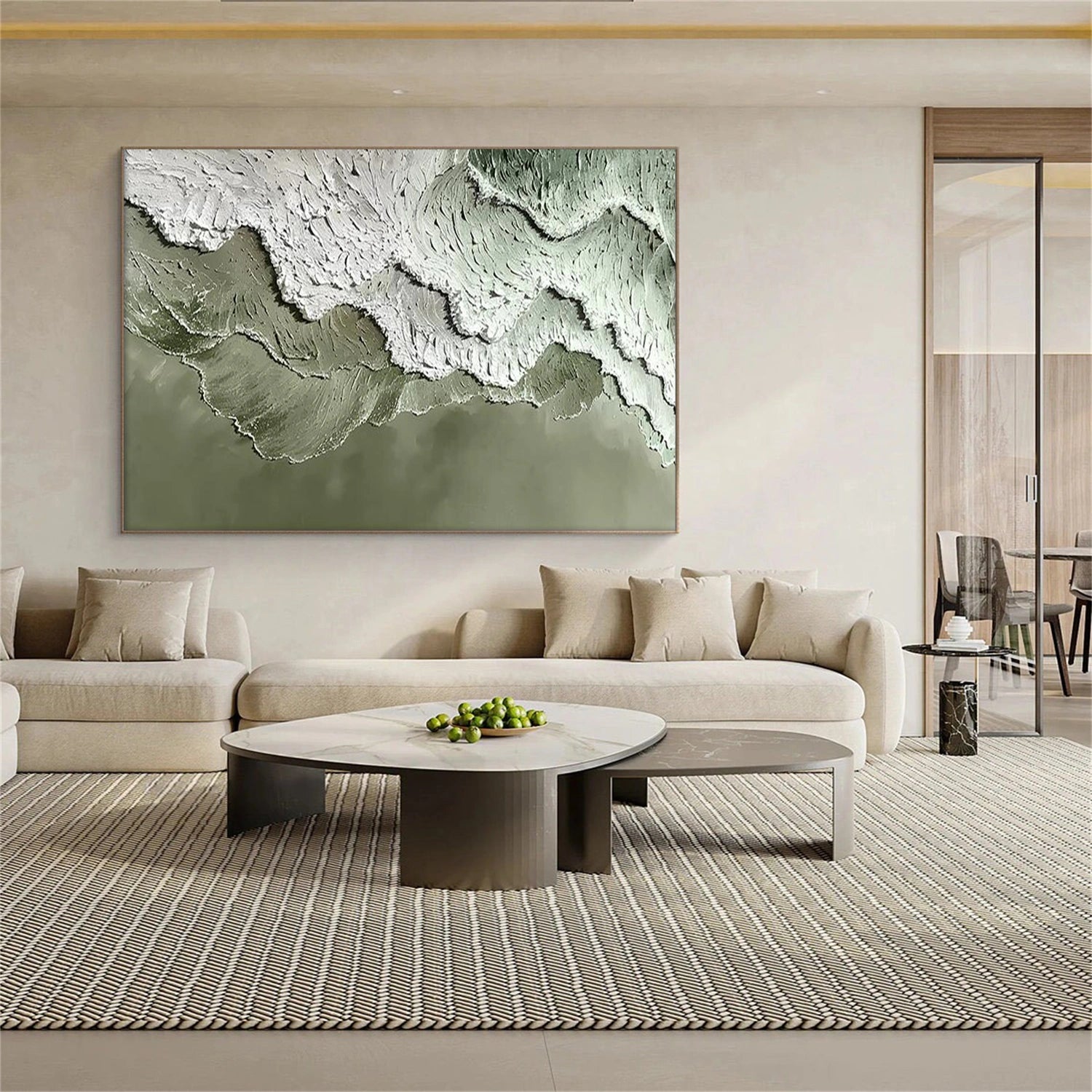 Minimalist Ocean And Sky Textured Canvas Art #OC122