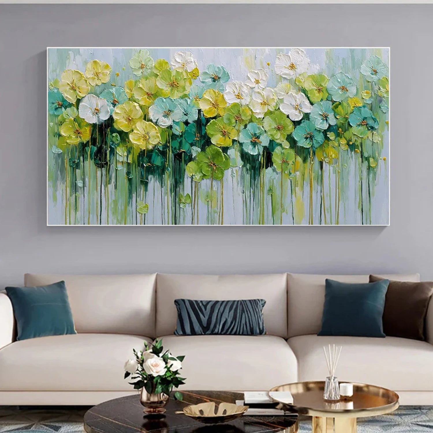 Abstract Flower And Tree Textured Canvas Art  #MF146