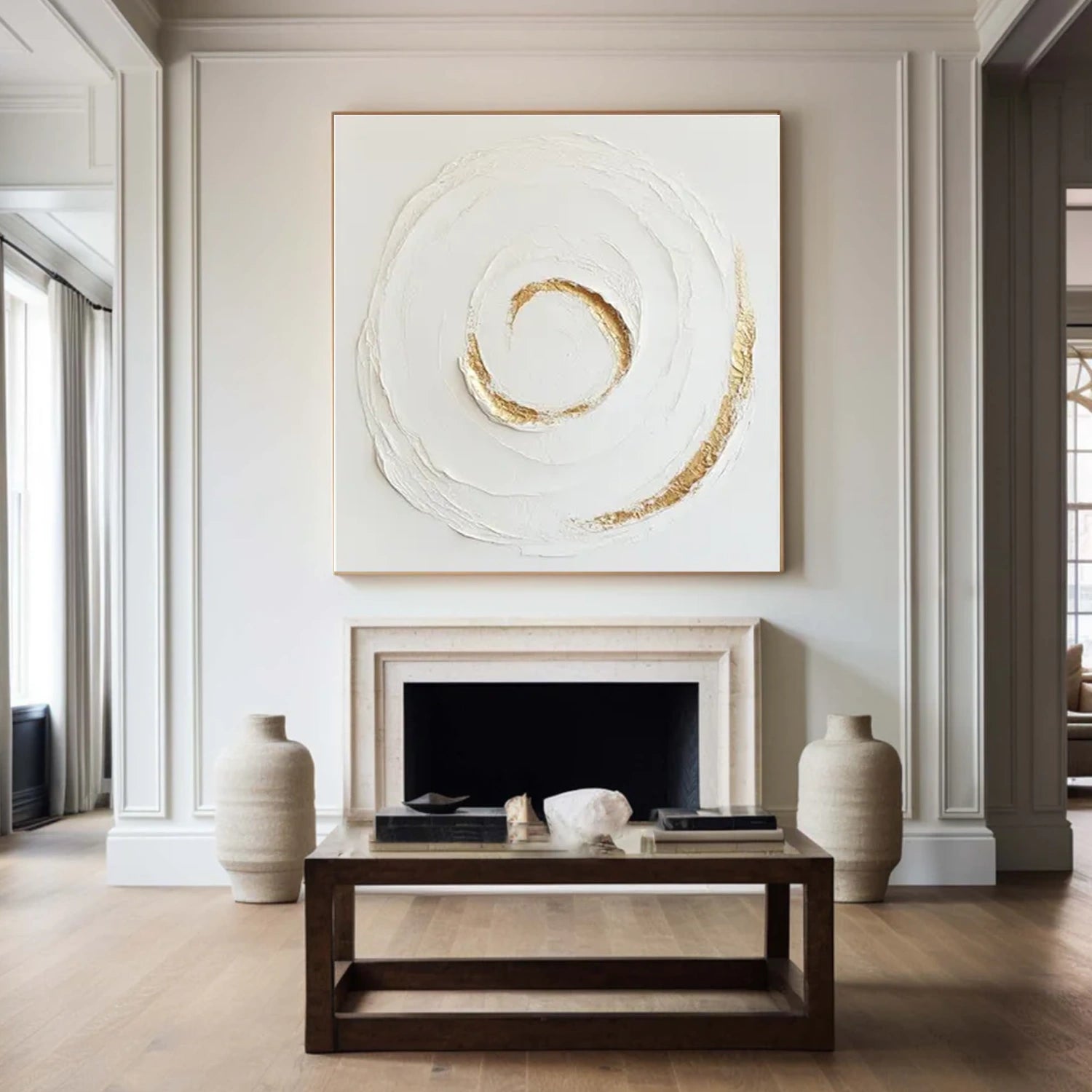 White Minimalist Textured Canvas Art #WM100