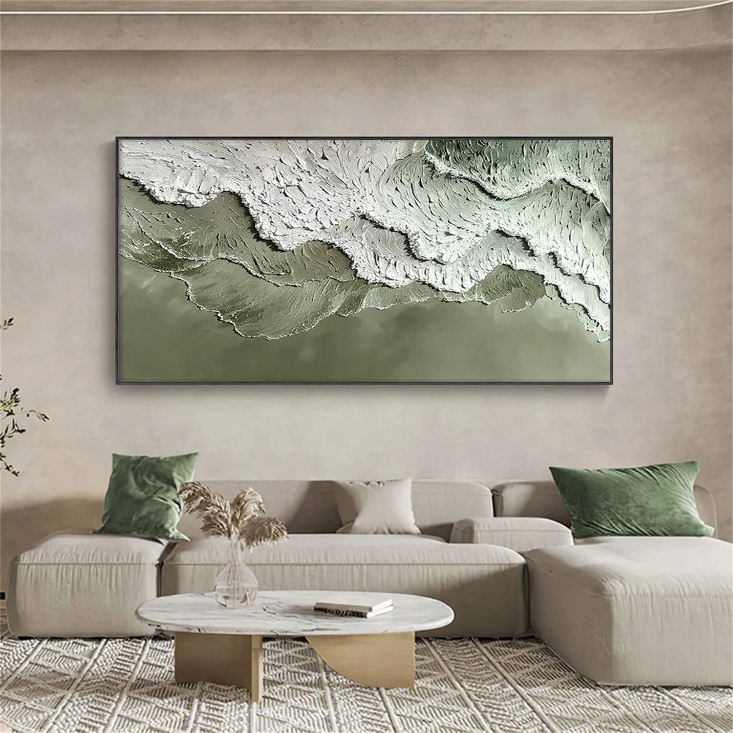 Minimalist Ocean And Sky Textured Canvas Art #OC122