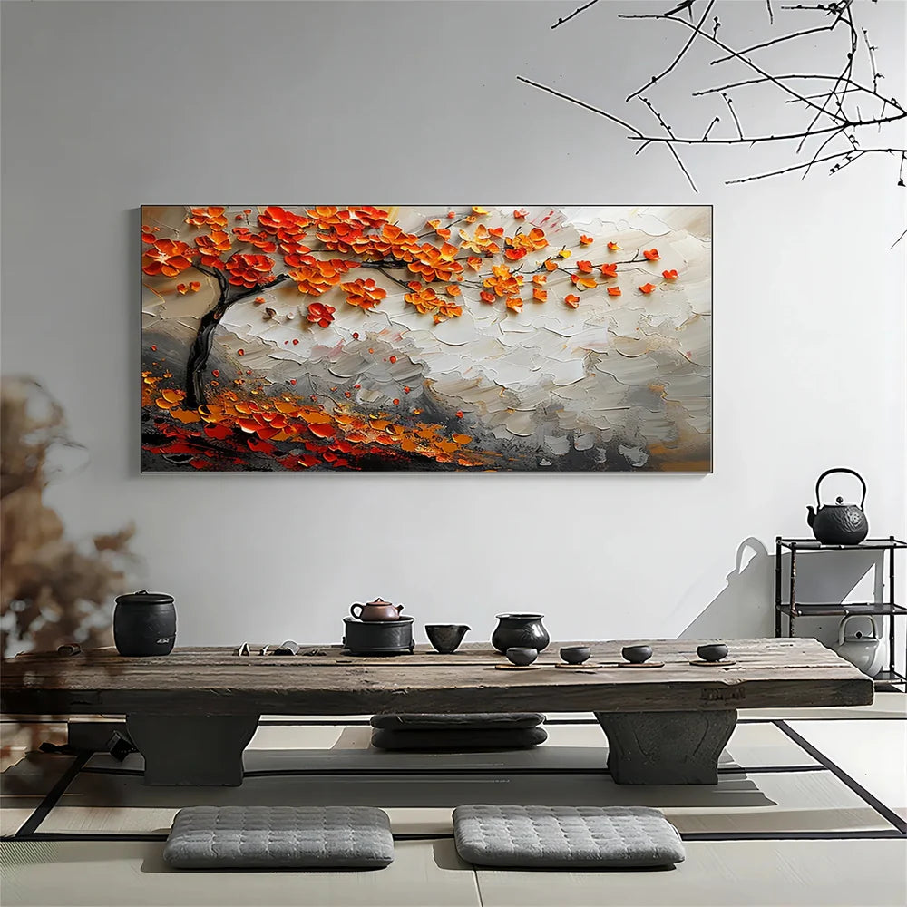 Abstract Flower And Tree Textured Canvas Art #MF051