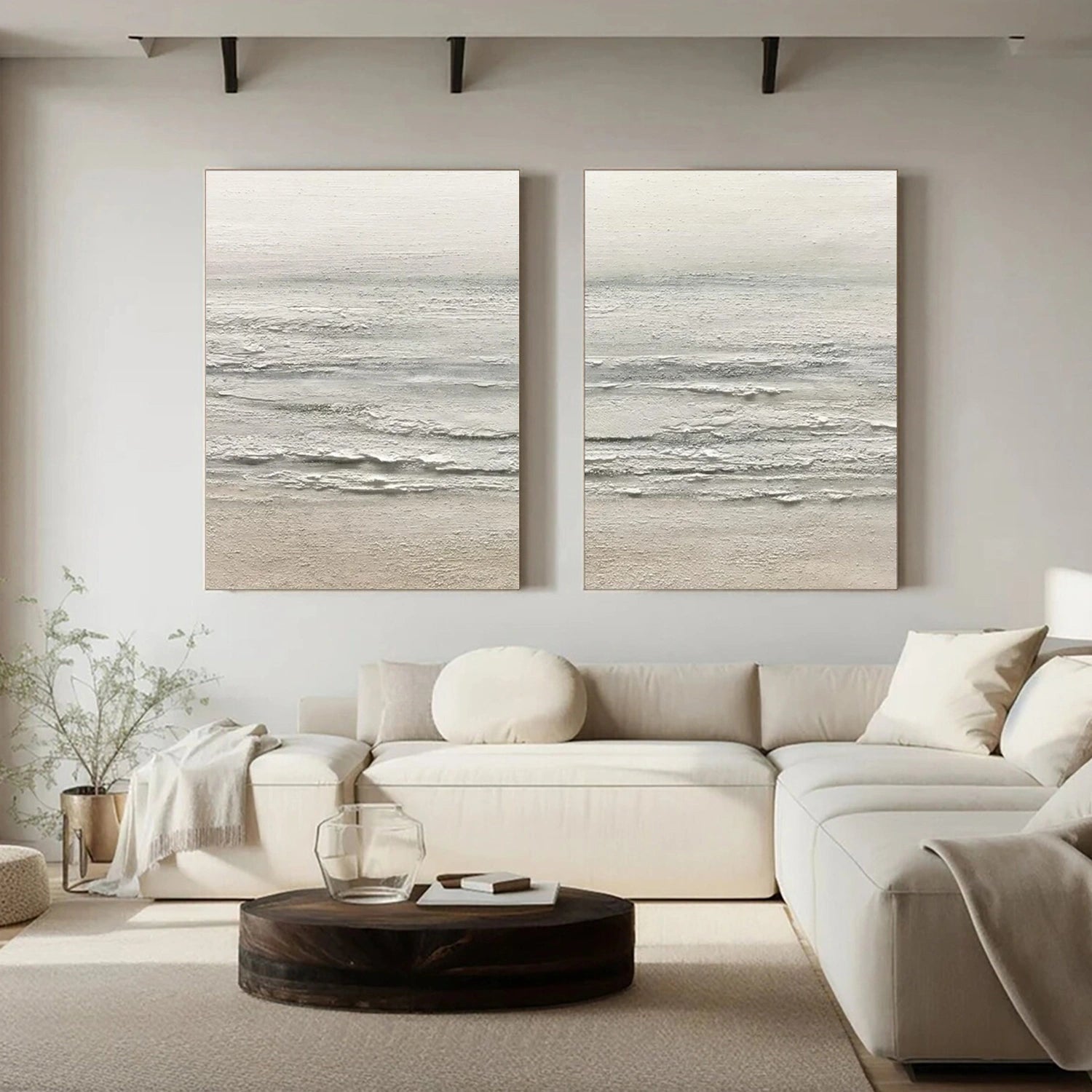 Abstract Ocean And Sky Textured Canvas Art Set of 2 #OC110