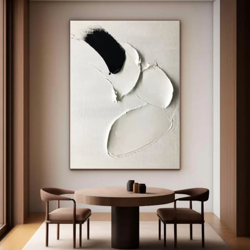 Black and White Minimalist Textured Canvas Art #WZ007