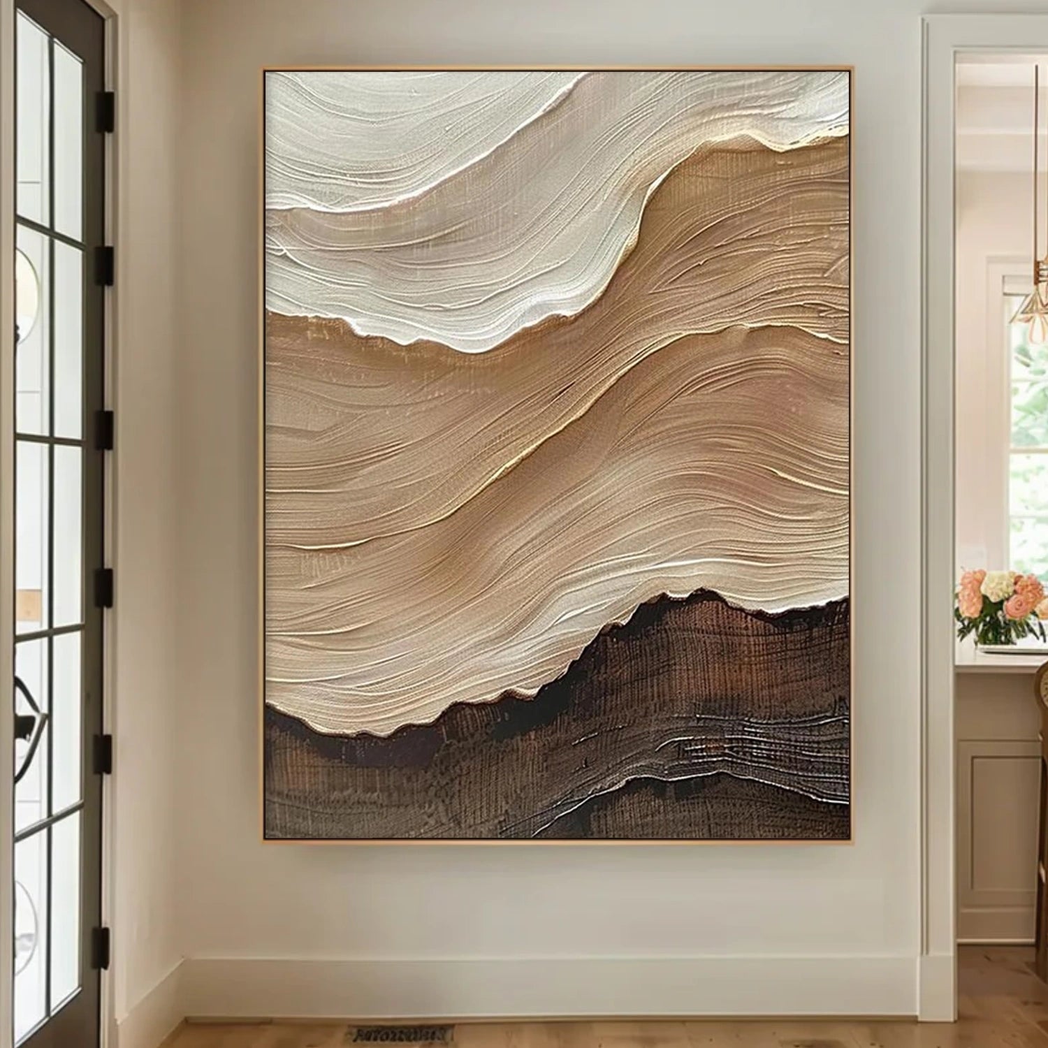 Beige and Brown Minimalist Textured Canvas Art #WM095