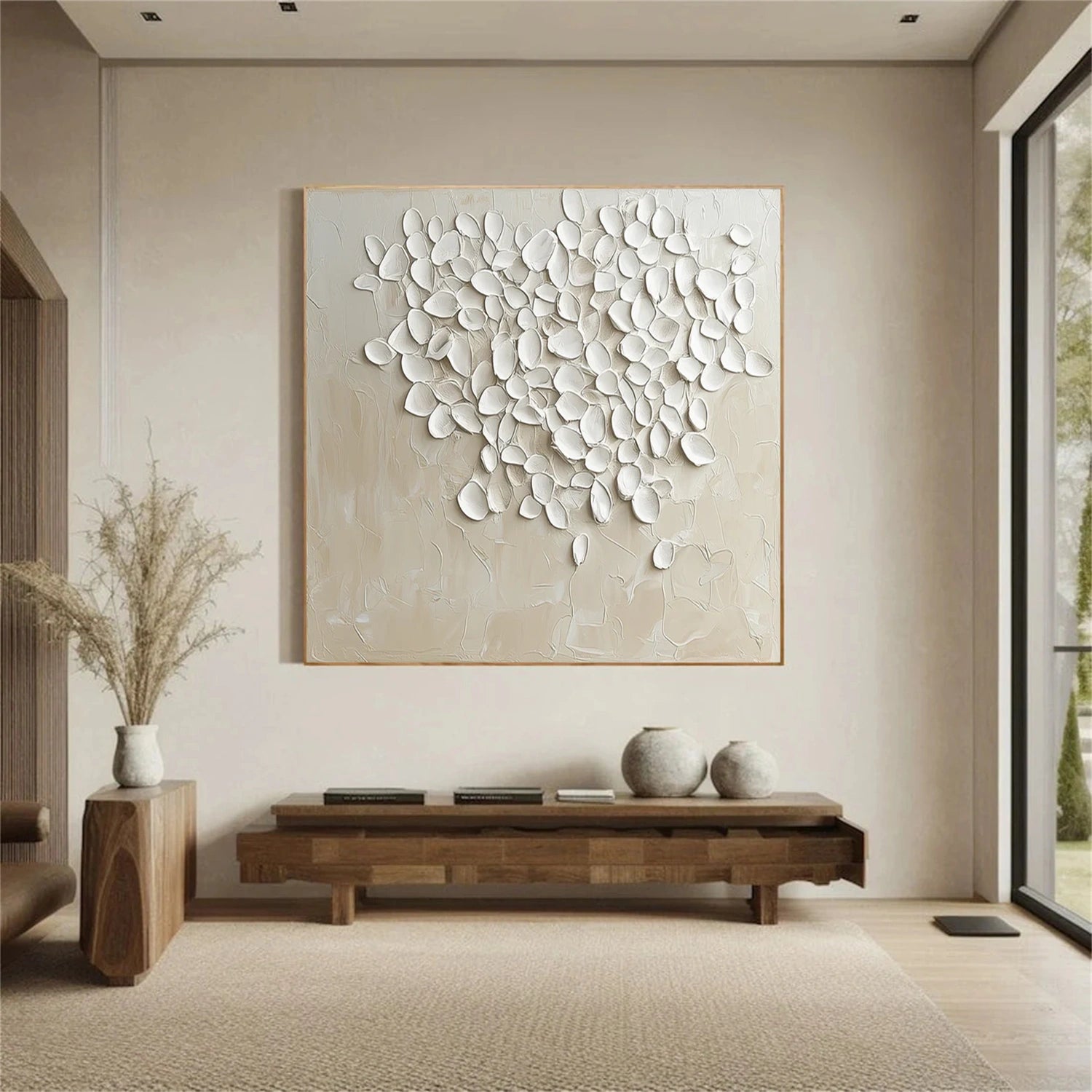 White Minimalist Textured Canvas Art #WM123