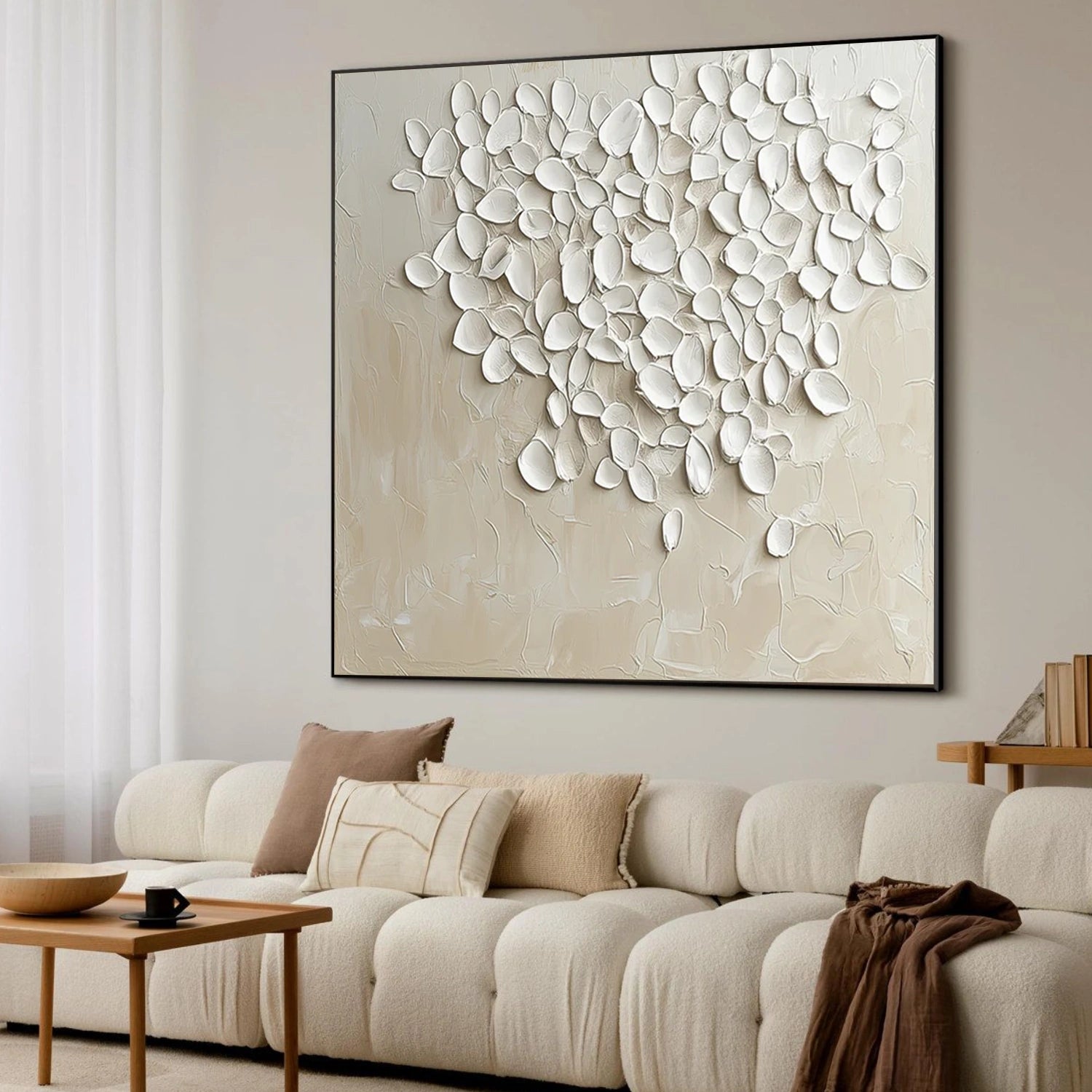 White Minimalist Textured Canvas Art #WM123