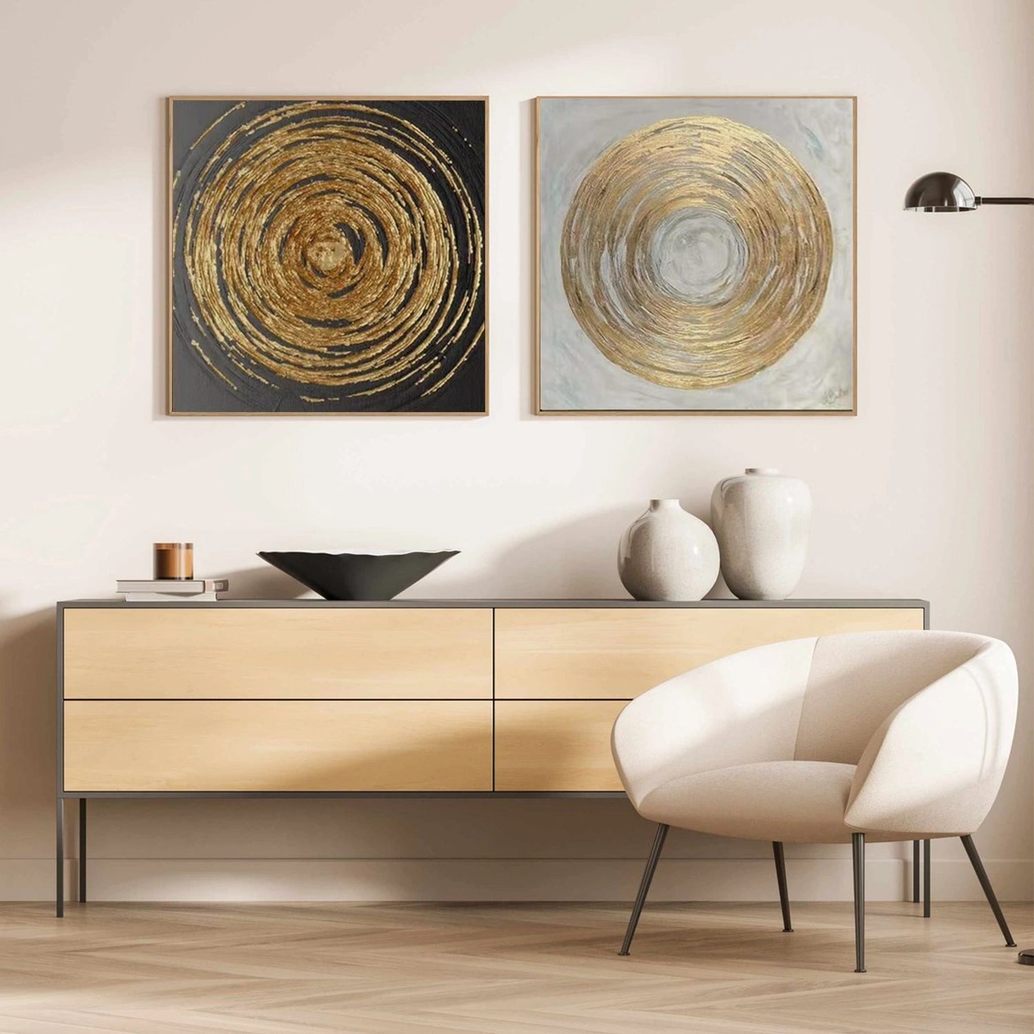 Black and White Minimalist Textured Canvas Art Set of 2 #WZ105