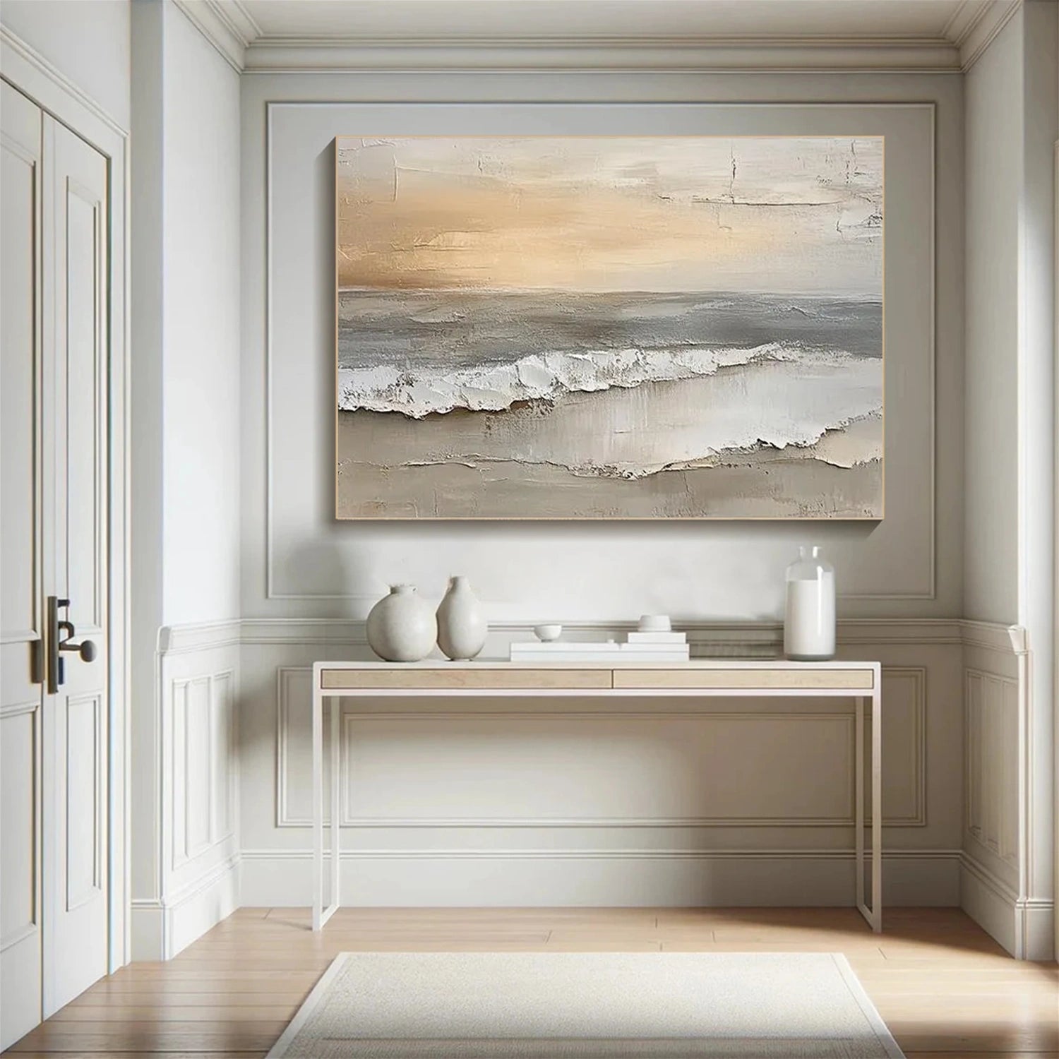 Abstract Ocean And Sky Textured Canvas Art #OC115