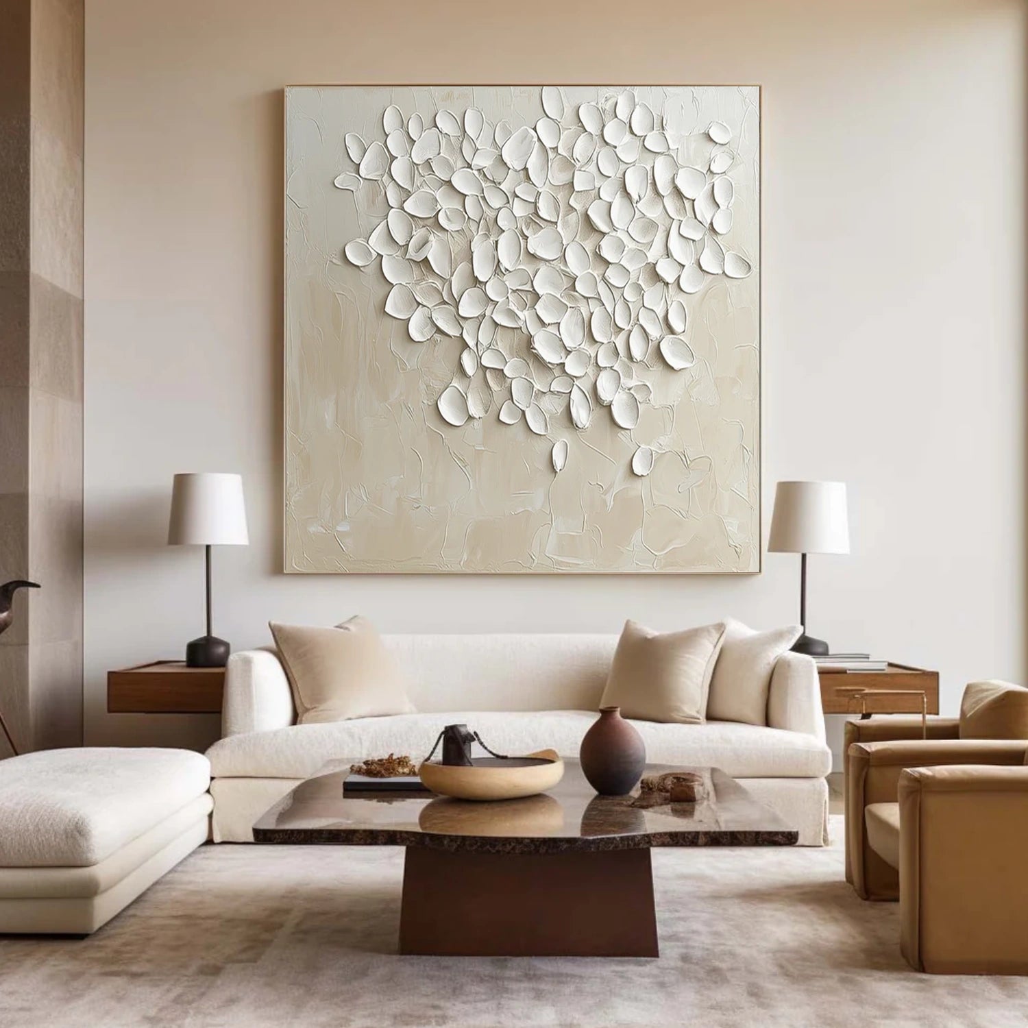 White Minimalist Textured Canvas Art #WM123
