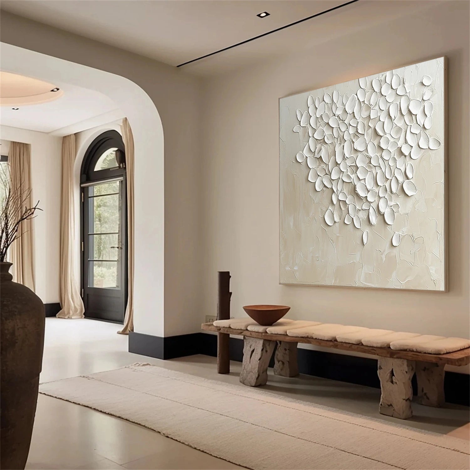 White Minimalist Textured Canvas Art #WM123