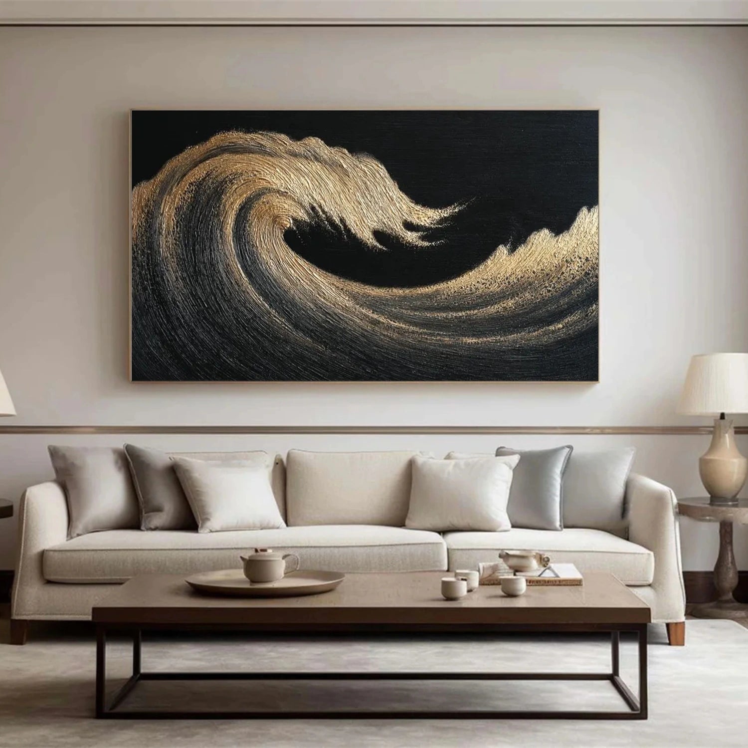 Minimalist Ocean And Sky Textured Canvas Art #OC123
