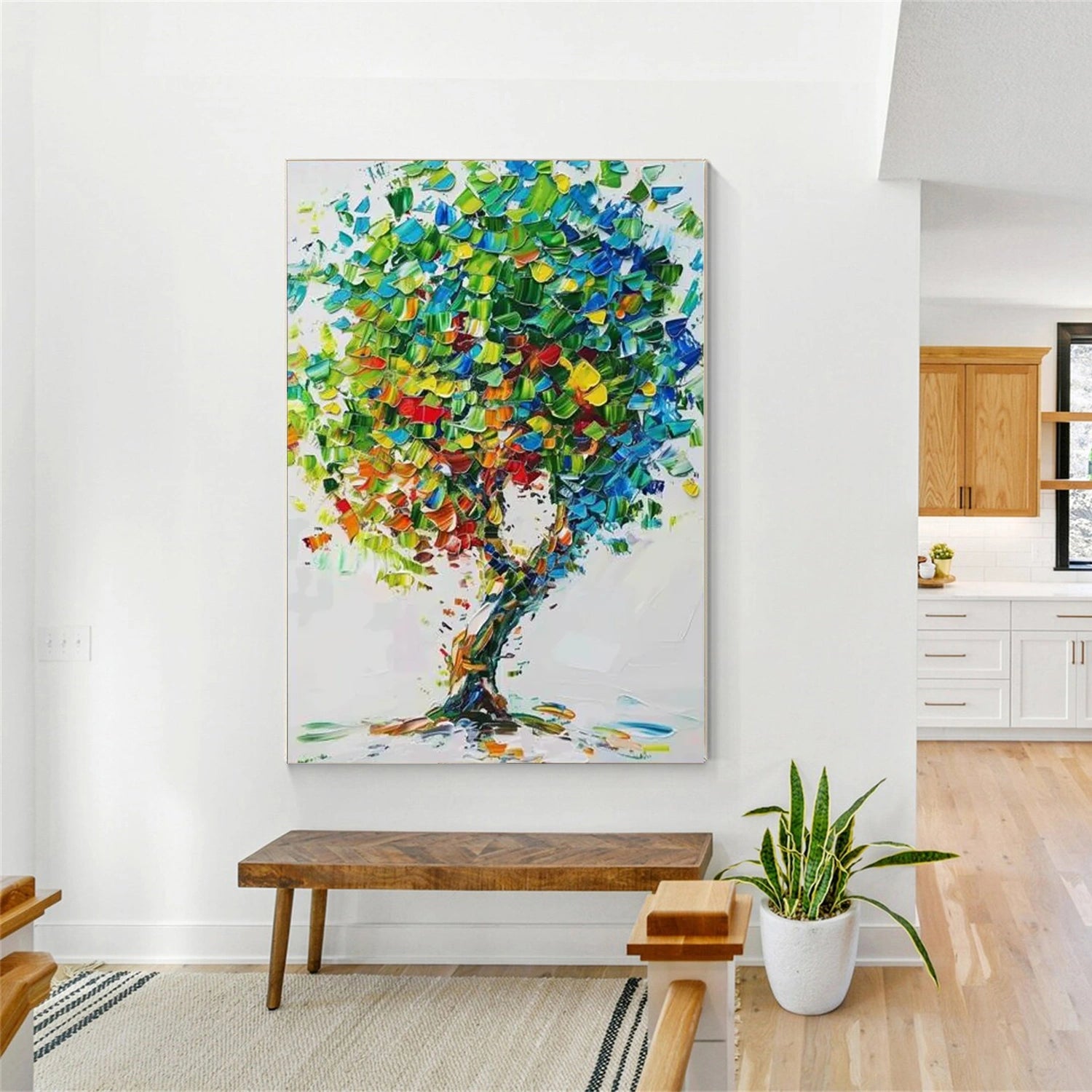 Abstract Flower And Tree Textured Canvas Art  #MF149