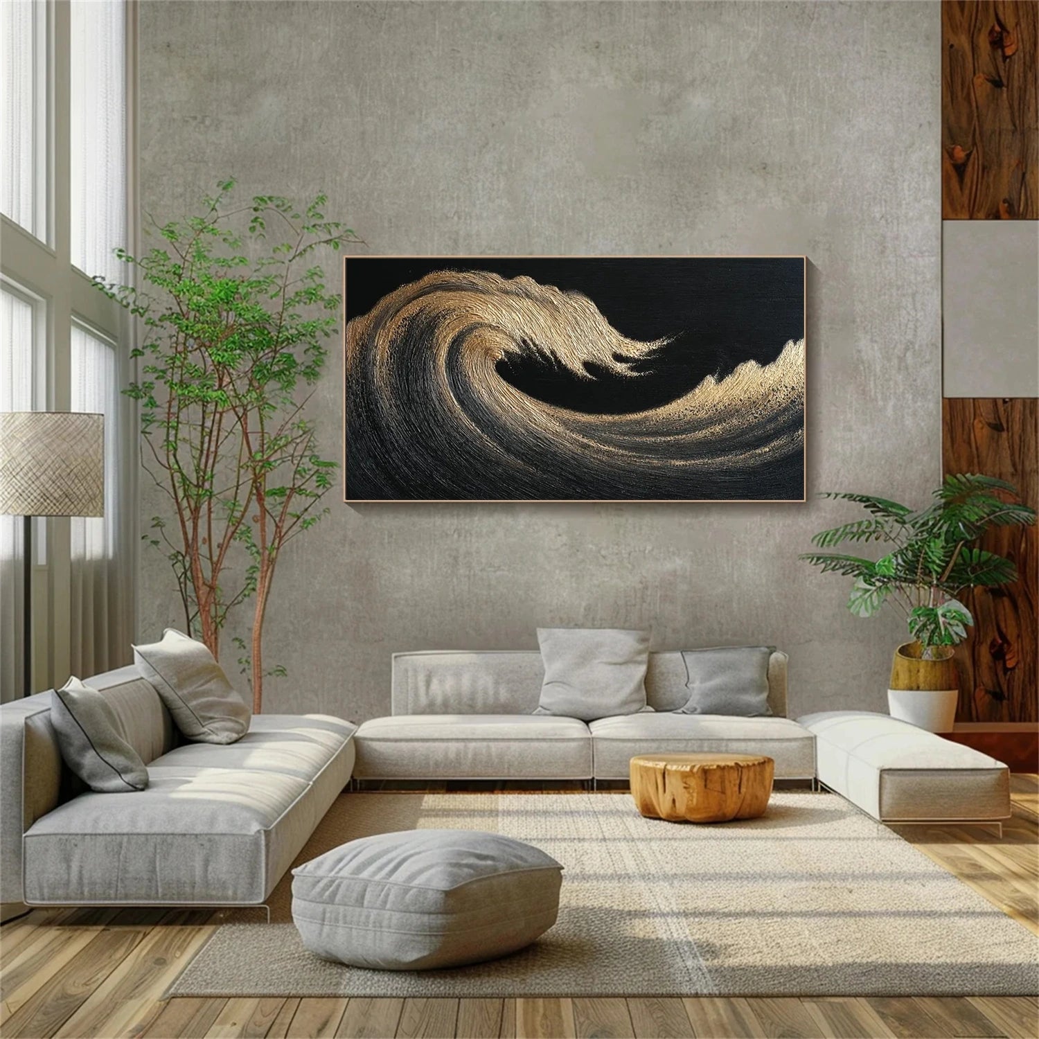 Minimalist Ocean And Sky Textured Canvas Art #OC123