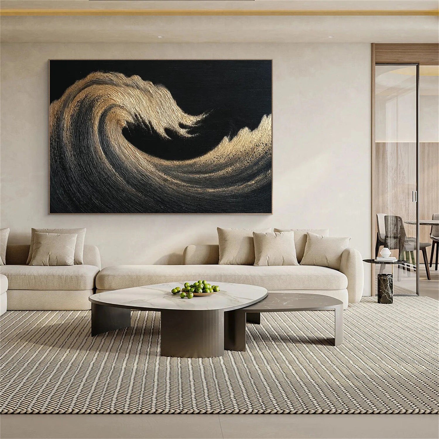 Minimalist Ocean And Sky Textured Canvas Art #OC123